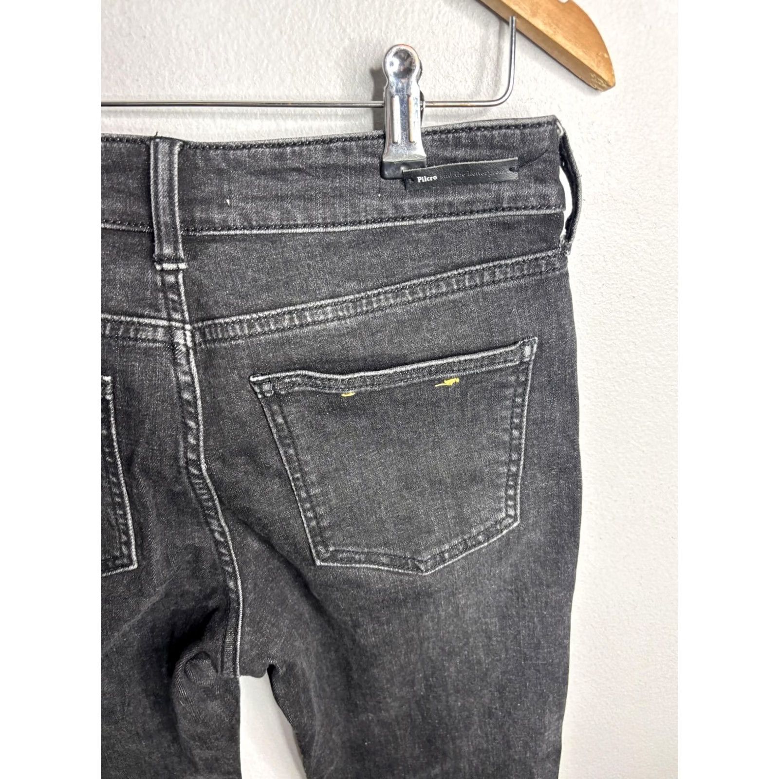 Vintage Pilcro and the Letterpress Jeans Womens 26 Black High Rise Flare Raw Hem Denim Size 26" / US 2 / IT 38 - 6 Thumbnail