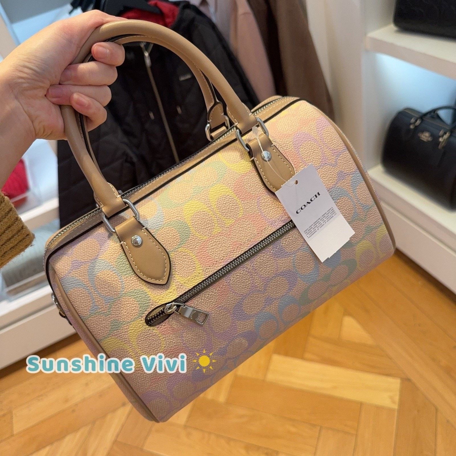 Coach NWT Coach Rowan Satchel Bag Rainbow CDA90 Sand Multi Size ONE SIZE - 6 Thumbnail