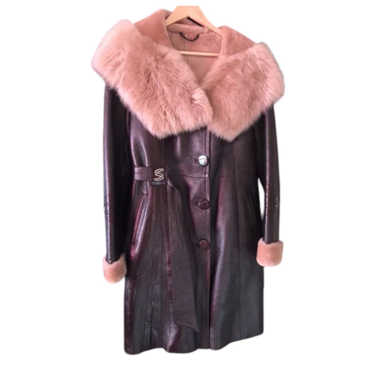 Aries Womens natural sheepskin coat sz L Ares leather and fur Size L / US 10 / IT 46 - 1 Thumbnail