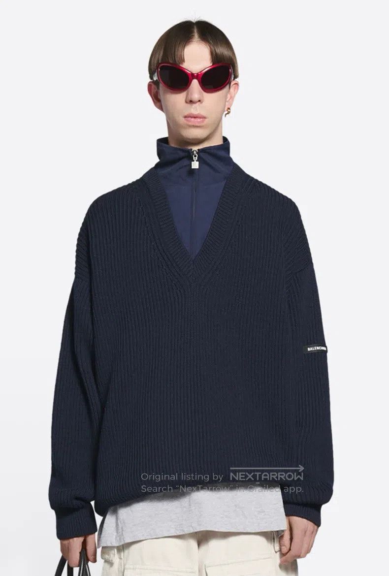 Balenciaga Balenciaga Logo Half-Zip Knit Sweater Size US XS / EU 42 / 0 - 7 Thumbnail