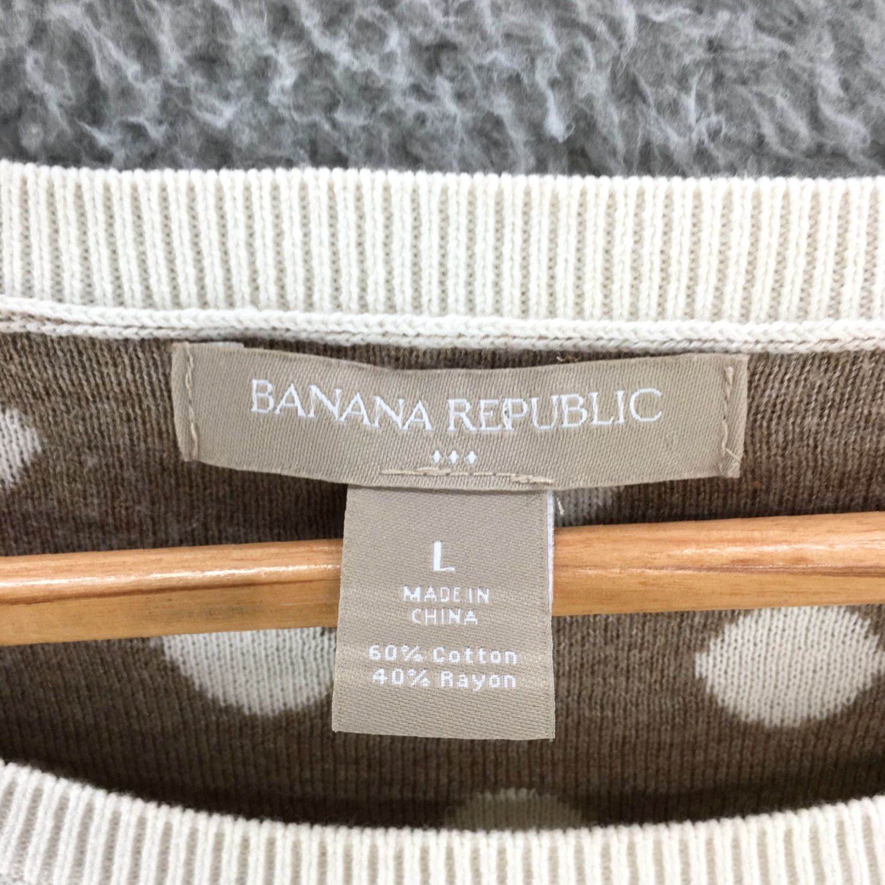 Banana Republic Banana Republic Polka Dot Pullover Sweater Womens L Cotton Blend Beige White Top Size L / US 10 / IT 46 - 6 Thumbnail