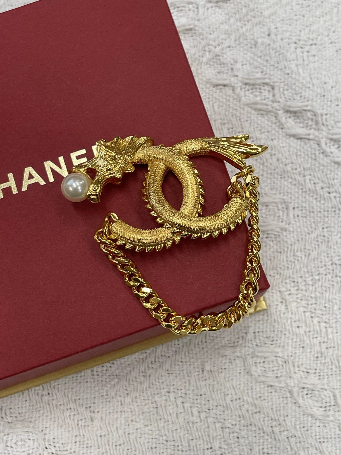 Chanel Chanel Vic Gold Dragon Pearl Brooch New with Box Size ONE SIZE - 2 Thumbnail
