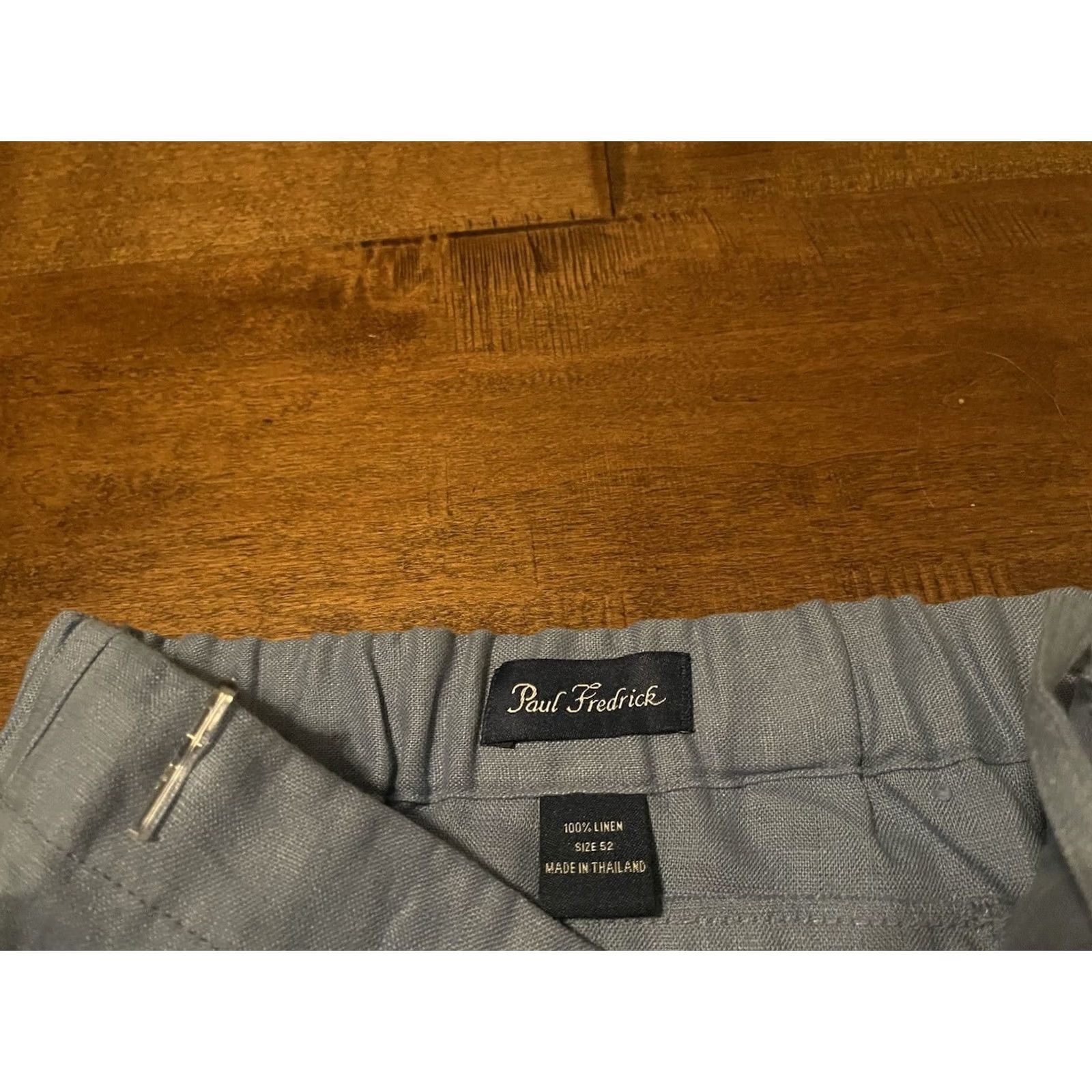 Vintage Paul Fredrick 100% Linen French Blue Drawstring Cuffed Pants Mens 52x30 New Size US 36 / EU 52 - 5 Thumbnail