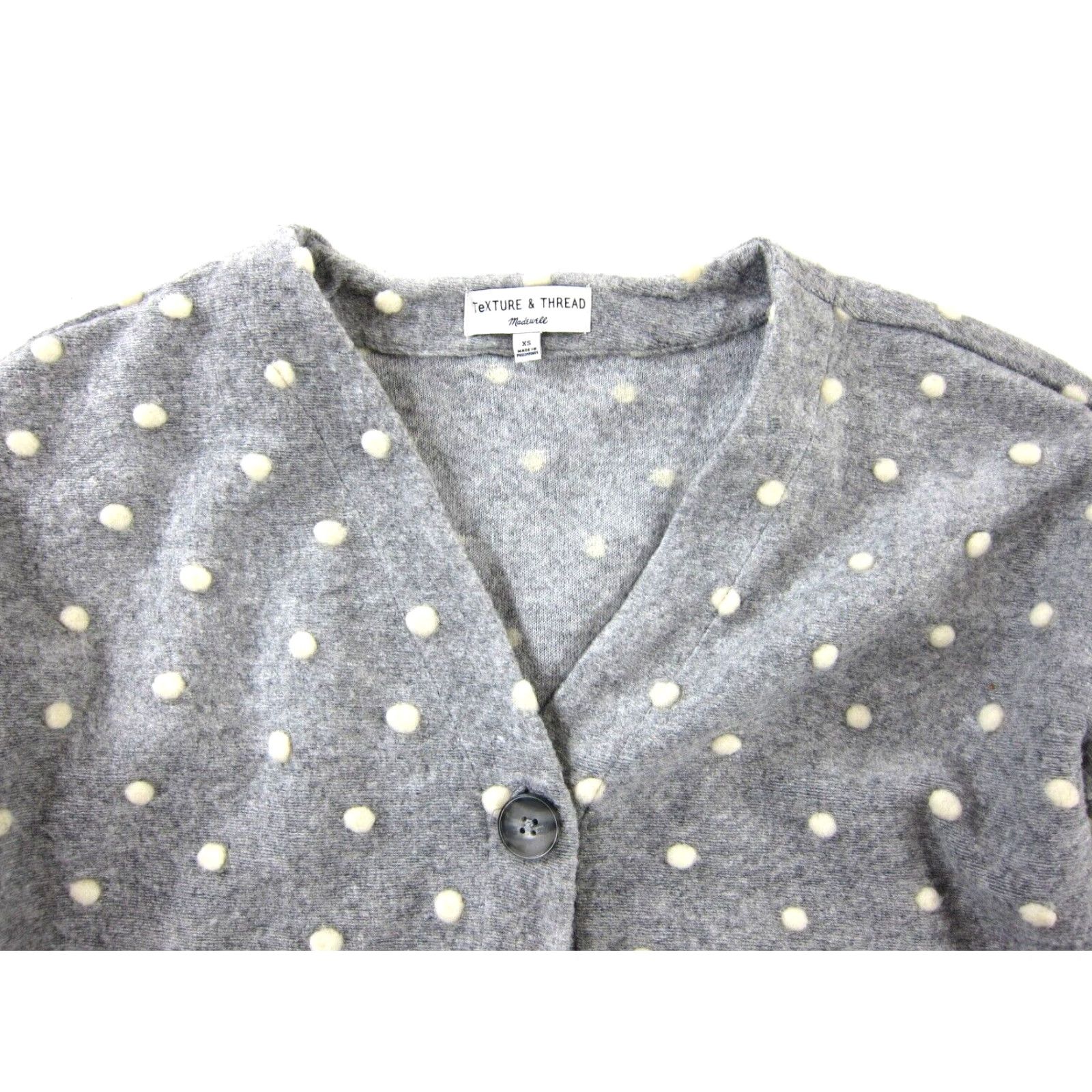 Madewell VINTAGE Madewell TEXTURE & THREAD Grey Ivory Polka Dot Button Up Cardigan Sweater XS Size XS / US 0-2 / IT 36-38 - 4 Thumbnail