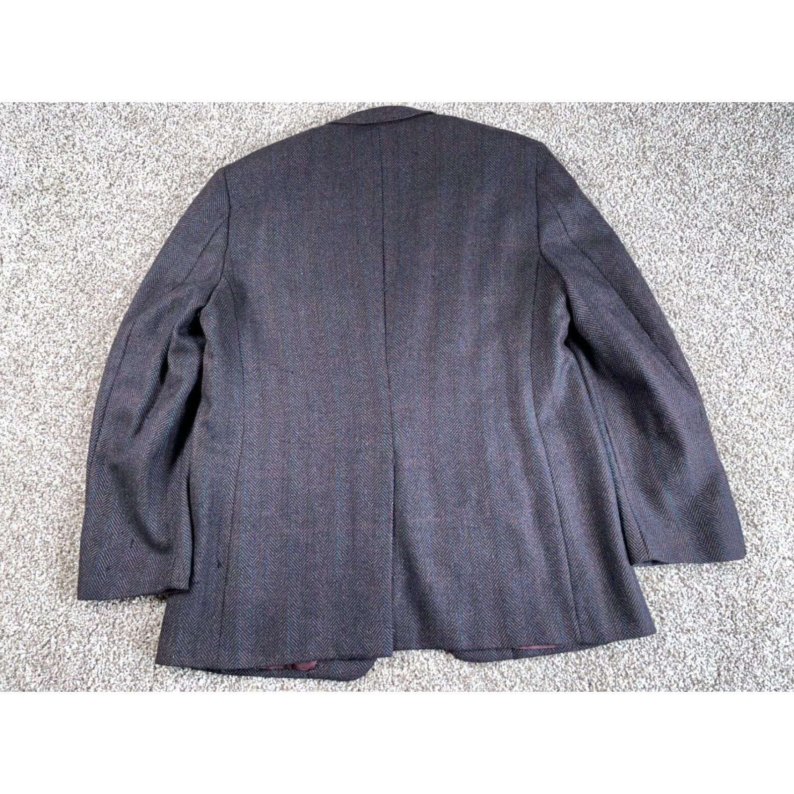 Vintage VINTAGE Hickey Freeman Wool Blazer Men's 42 Brown Herringbone Classic Preppy Size 42R - 3 Thumbnail