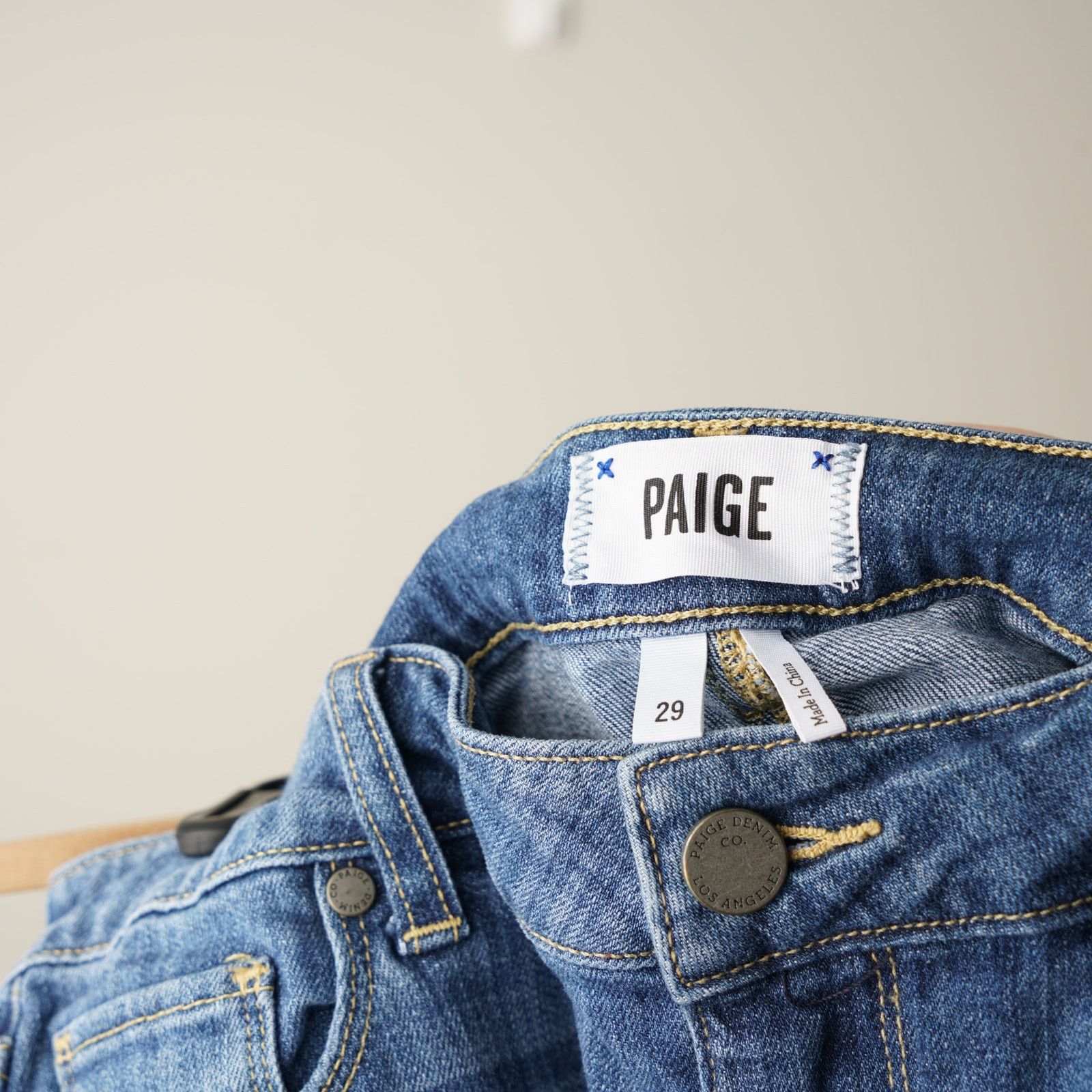 Paige Paige Rolled Cuff Hem Distressed Jean Shorts Medium Wash Zip Size 29" - 5 Thumbnail