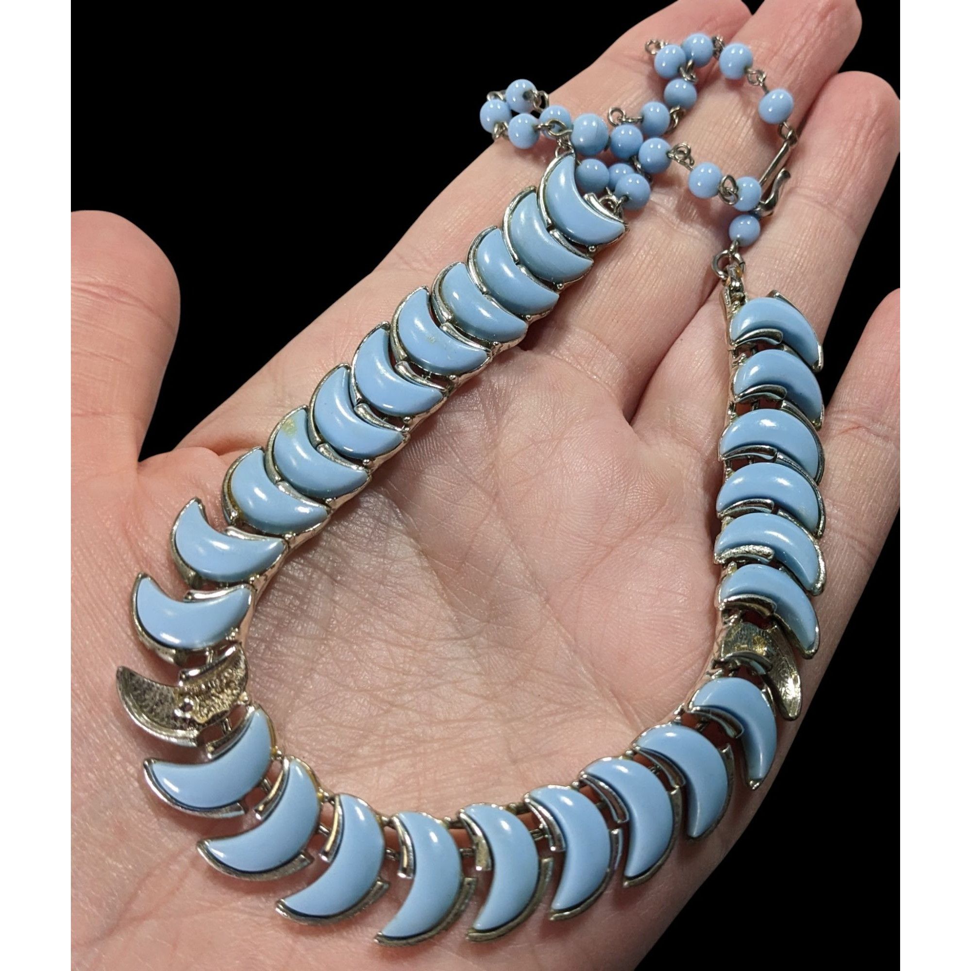 Other Vintage Coro Blue Moon Lucite Crescent Necklace Silver-Tone Size ONE SIZE - 3 Thumbnail