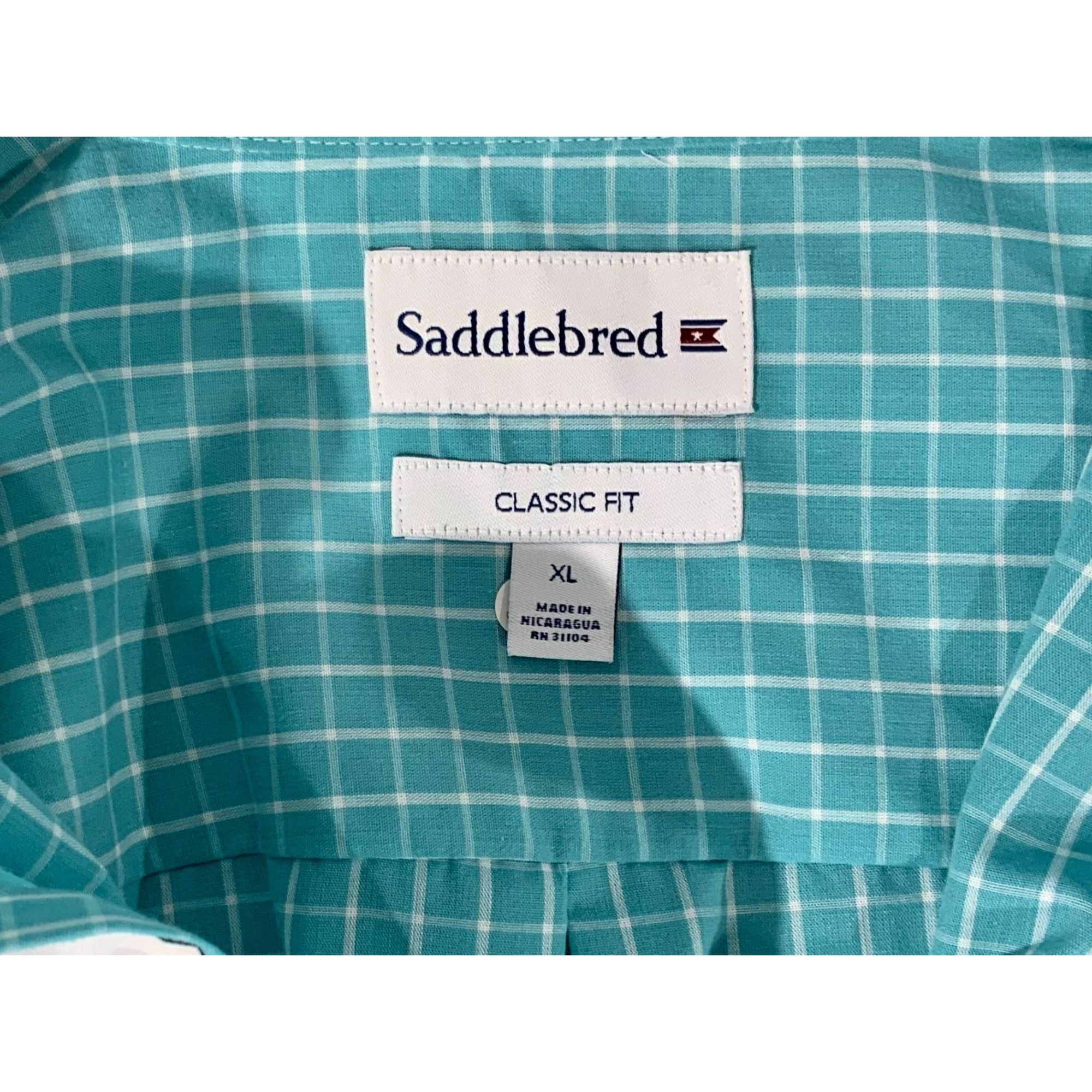 Saddlebred Saddlebred Classic Fit Turquoise Checkered Shirt NEW XL Size US XL / EU 56 / 4 - 4 Thumbnail