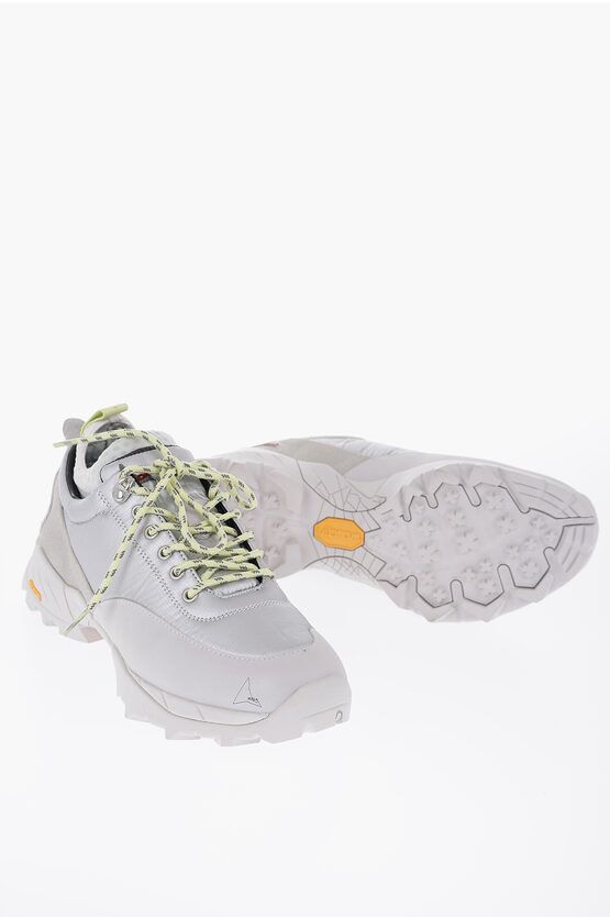 image of Roa Technical Fabric Neal Hiking Sneakers With Leather Trims And in Silver, Men's (Size 8)