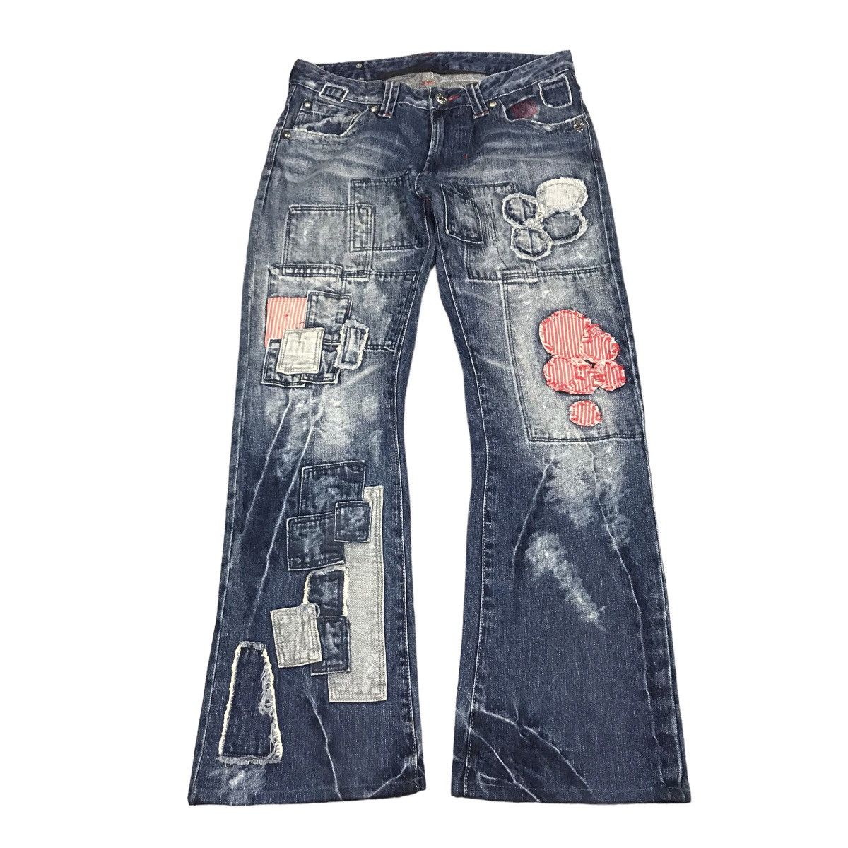 Japanese Brand × Le Grande Bleu (L.G.B.) FLARE PATCHWORK TRIM JAPAN BRAND BOOT CUT DENIM PANTS 141 Size US 30 / EU 46 - 1 Thumbnail