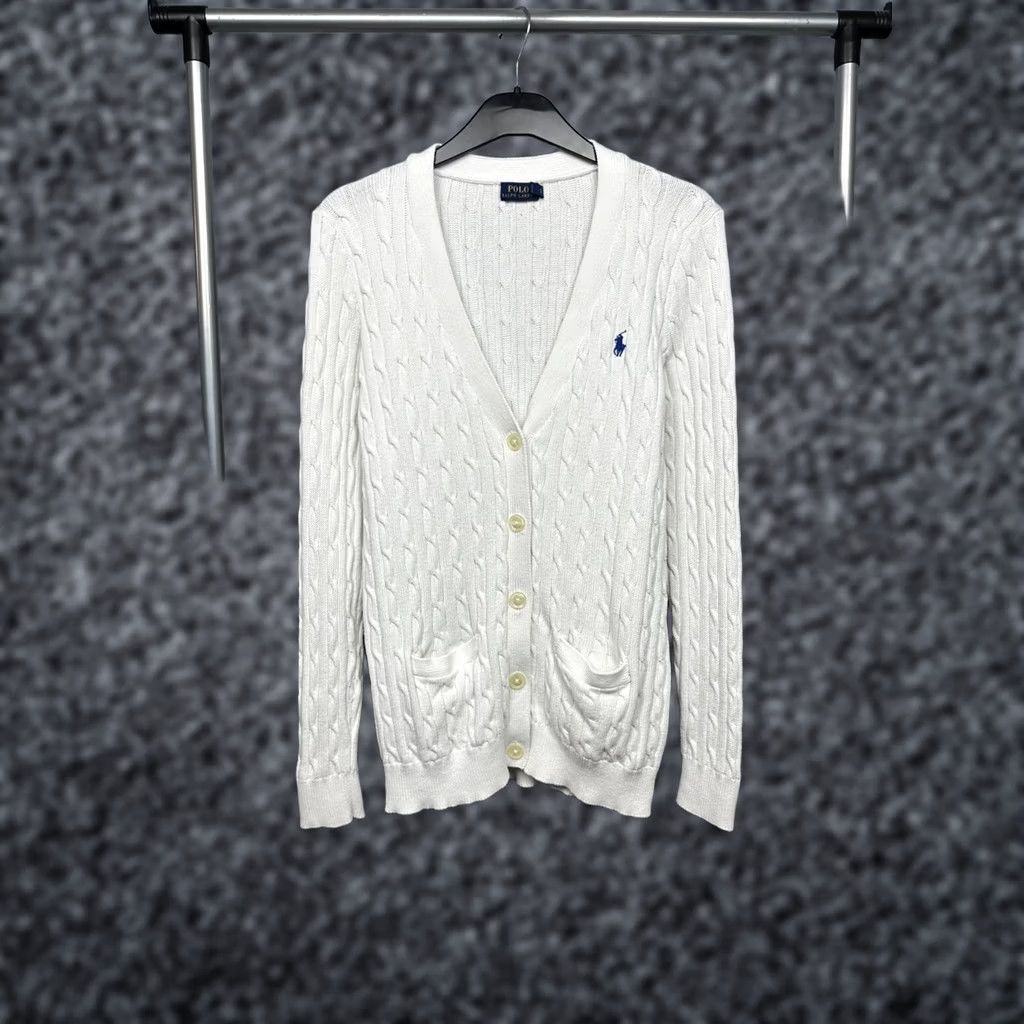 Polo Ralph Lauren Polo Ralph Lauren Womens Knit Cardigan XL White Logo Knit Sweater Size XL / US 12-14 / IT 48-50 - 1 Thumbnail