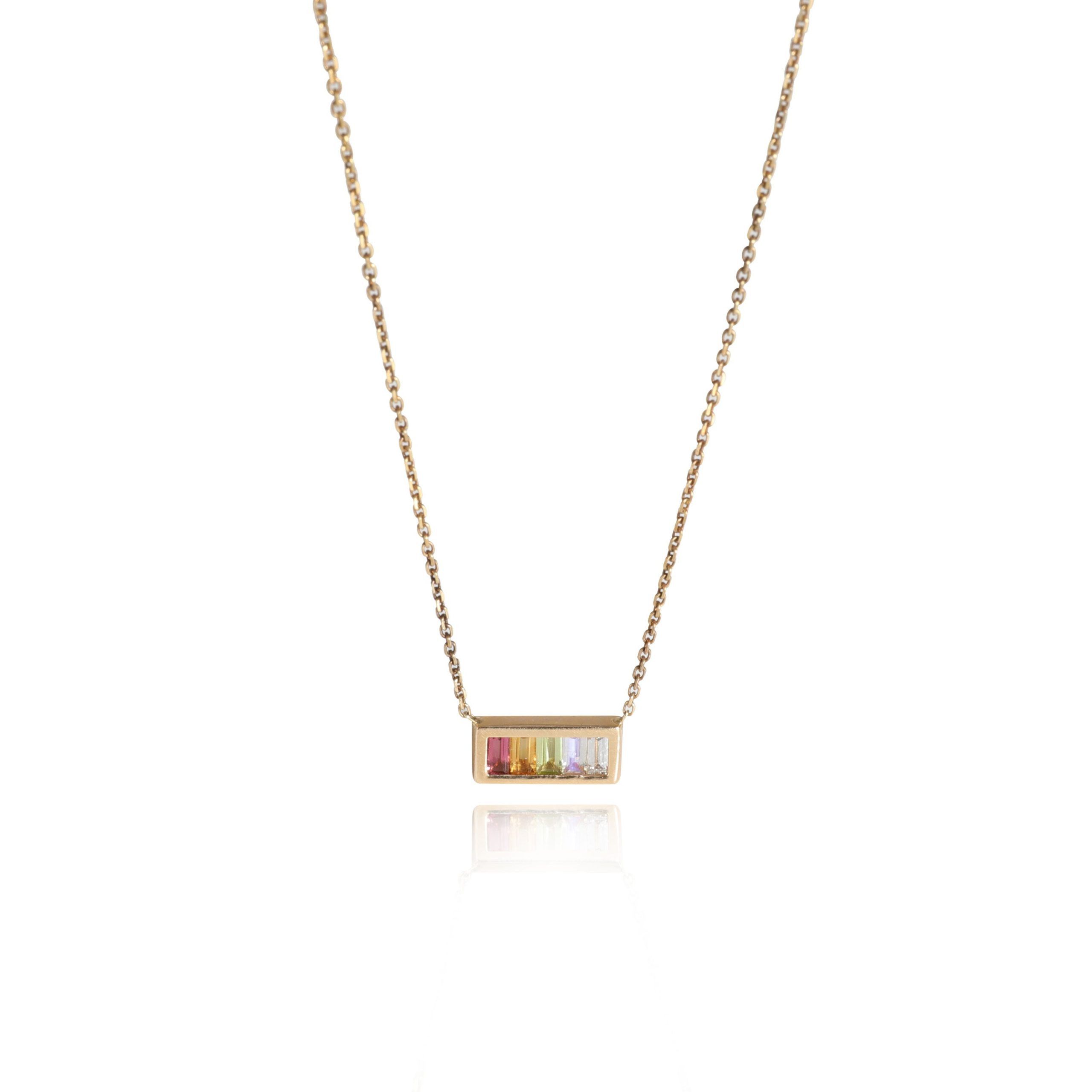 image of Tiffany Co 14K Yellow Gold My Story Aria Rainbow Necklace, Women's