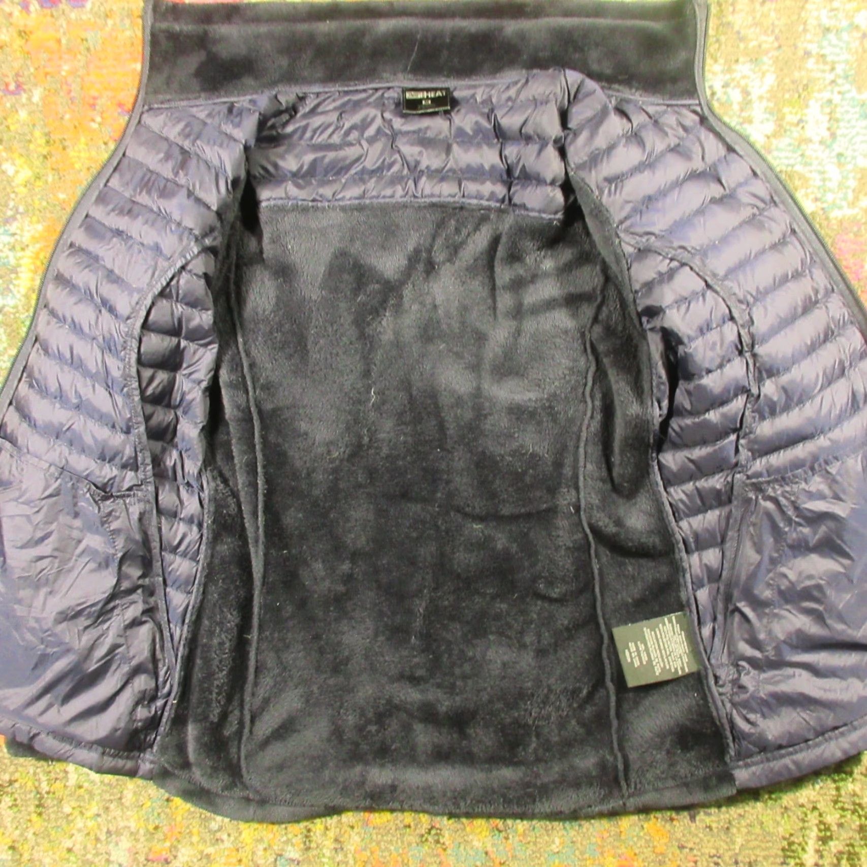 Vintage 32 Degrees Heat Puffer Fleece Jacket Womens M Navy Ultralight Mixed Media EUC Size M / US 6-8 / IT 42-44 - 5 Thumbnail