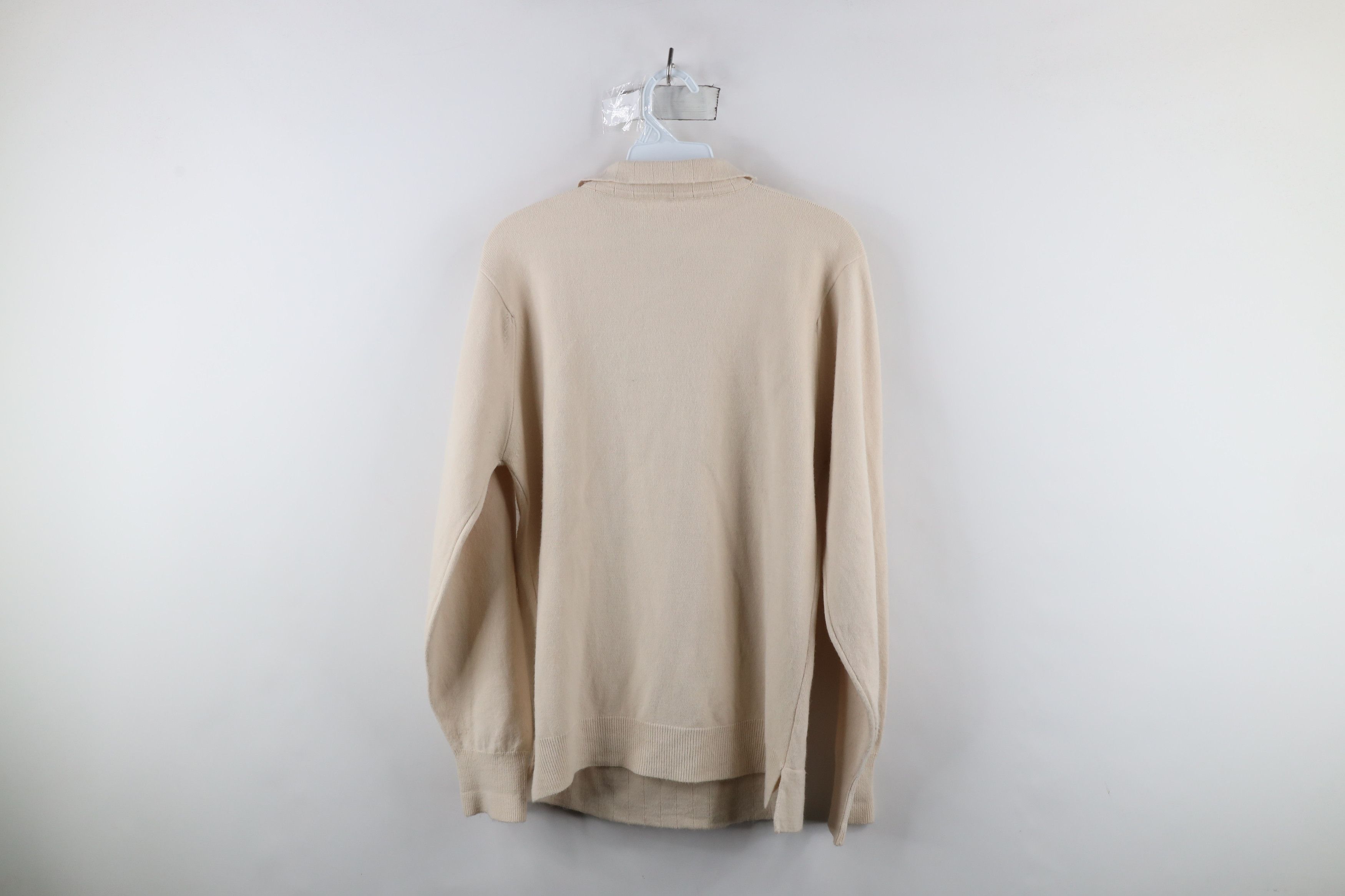Vintage Vintage 50s 60s Streetwear Knit Collared Polo Sweater Beige Size US M / EU 48-50 / 2 - 9 Thumbnail