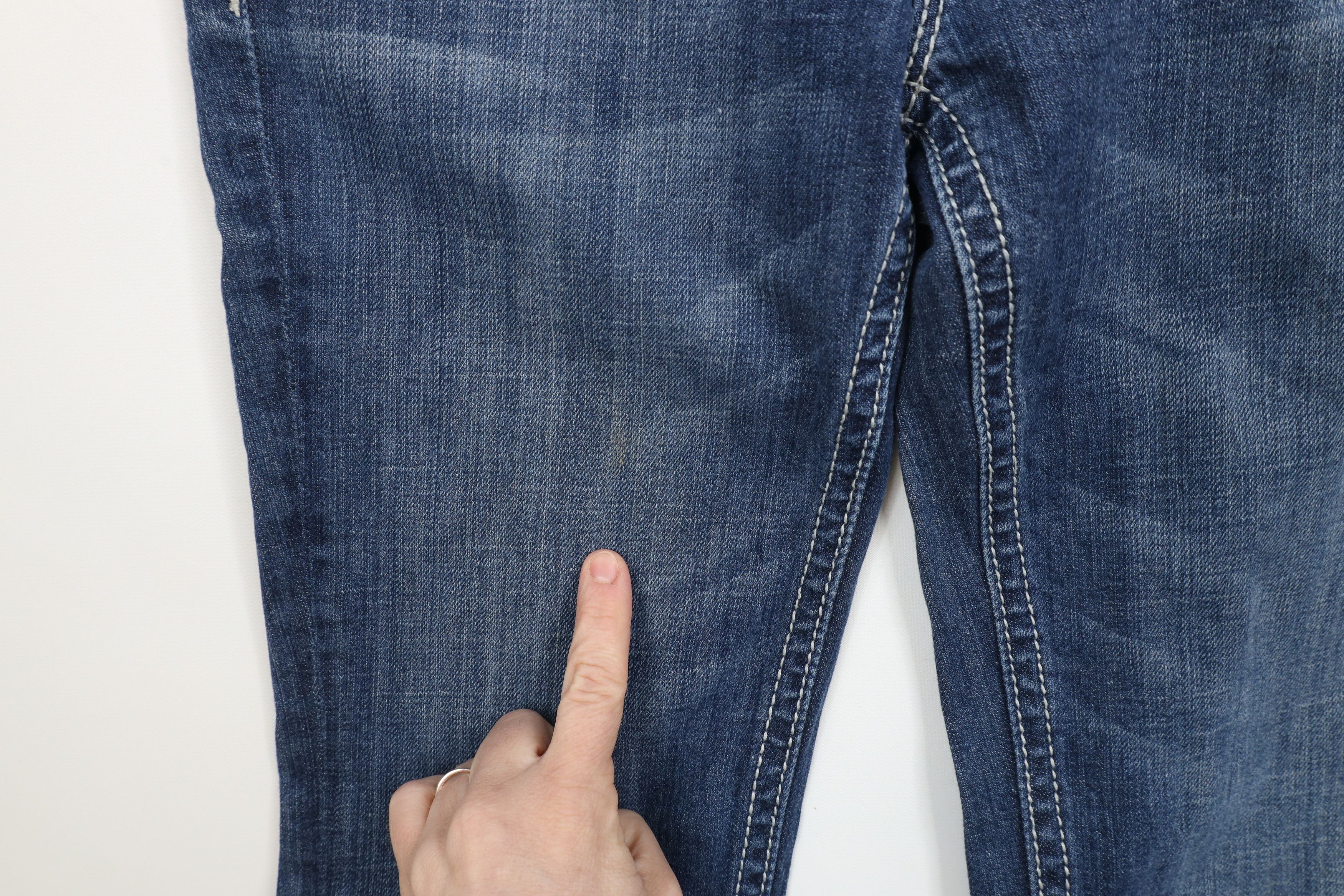 Miss Me × Vintage Miss Me Stitch Fleur de Lis Flared Bootcut Denim Jeans Blue Size 29" - 9 Thumbnail