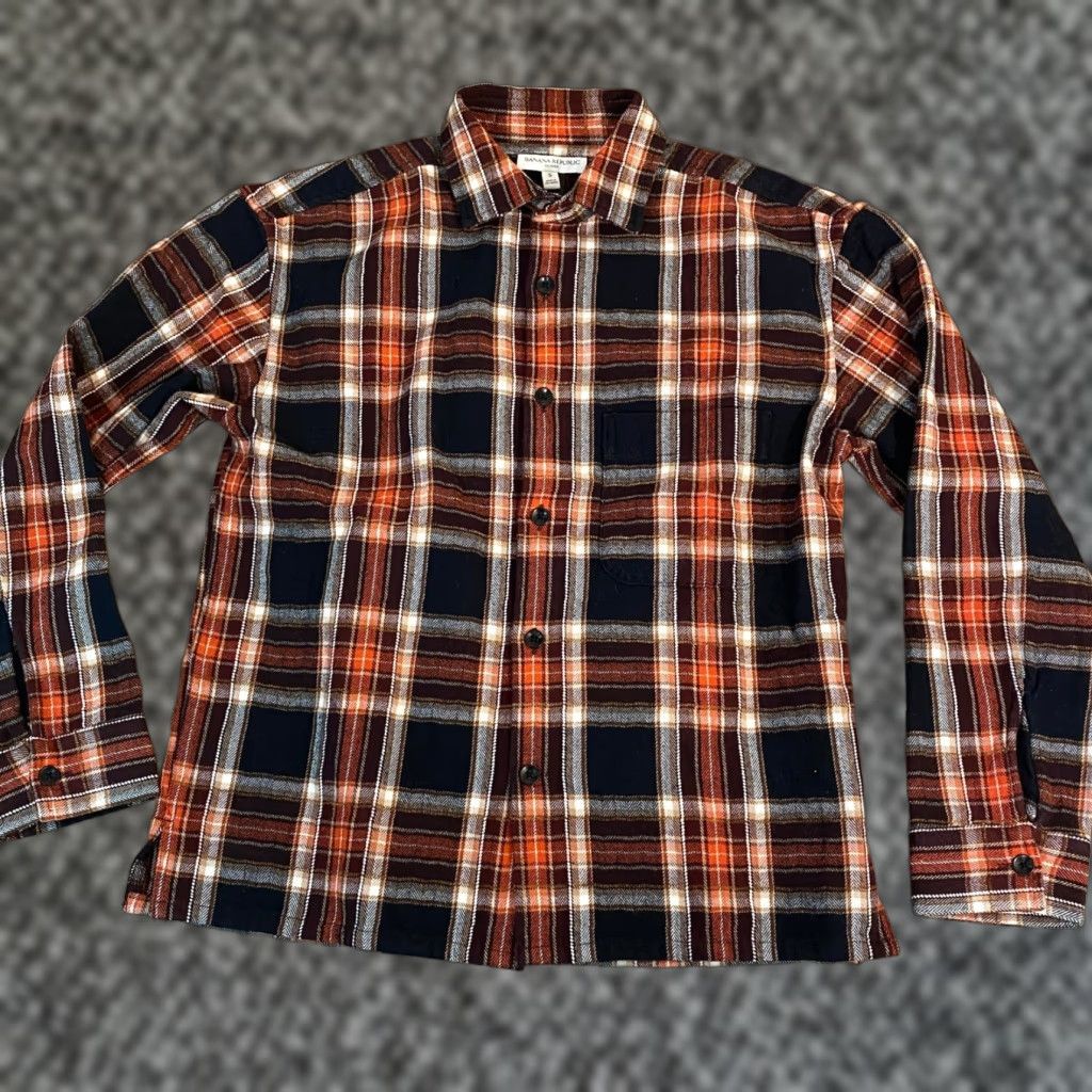 Banana Republic VINTAGE Banana Republic Flannel Shirt Mens S Relaxed Fit Plaid Orange Brown Long Sleeve Button-Up Casual Fall Outdoors Mens Size US S / EU 44-46 / 1 - 1 Thumbnail