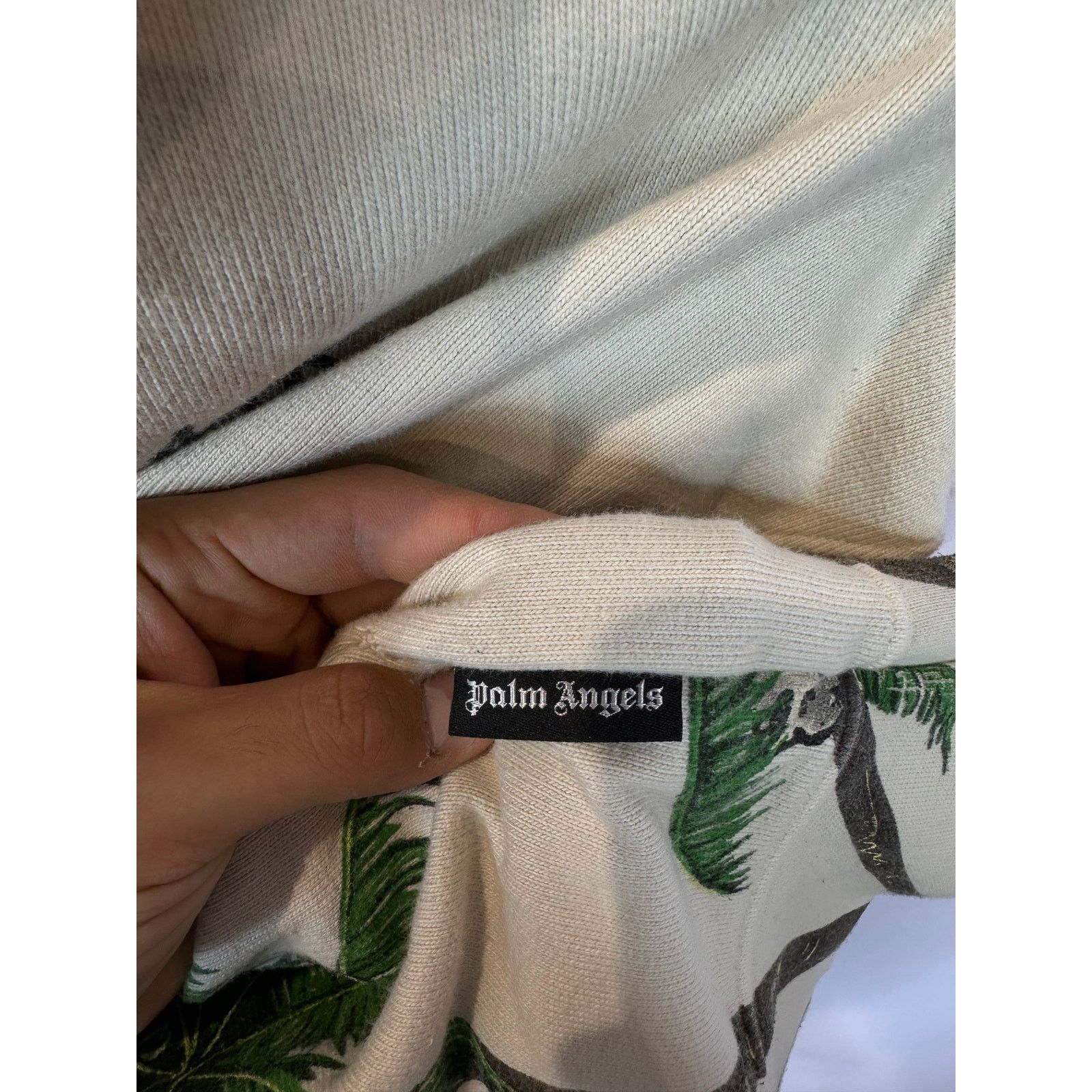 Palm Angels Palm Angels Palm Tree Distressed Hoodie Cream Used Small Size US S / EU 44-46 / 1 - 3 Thumbnail