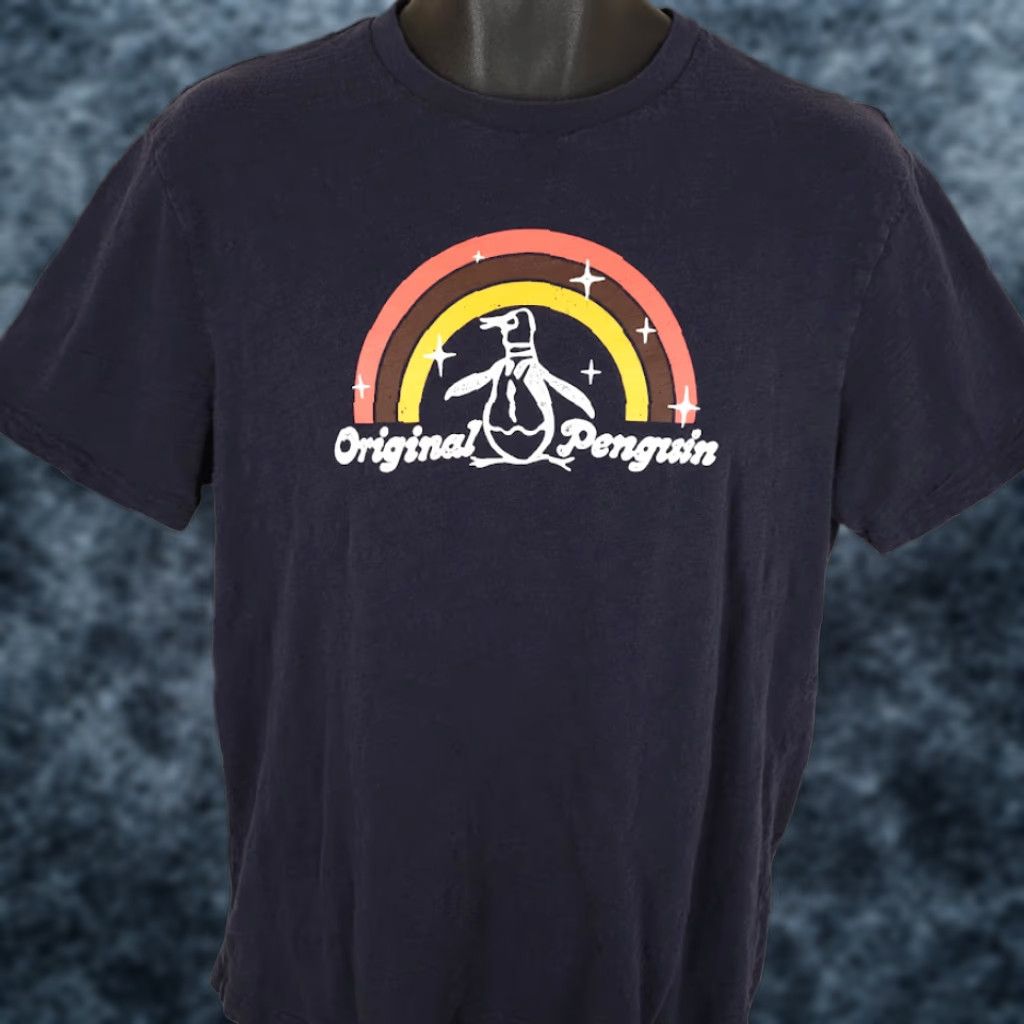 Original Penguin Original Penguin T Shirt Mens Size Large Black Rainbow Pete Munsingwear Tee Size US L / EU 52-54 / 3 - 1 Thumbnail