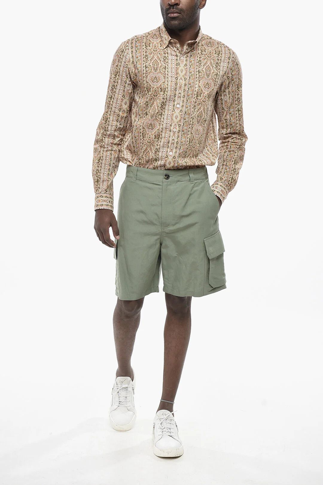 Loewe og1mm0426 High-Waist Cargo Bermuda Short in Green Size US 32 / EU 48 - 4 Thumbnail