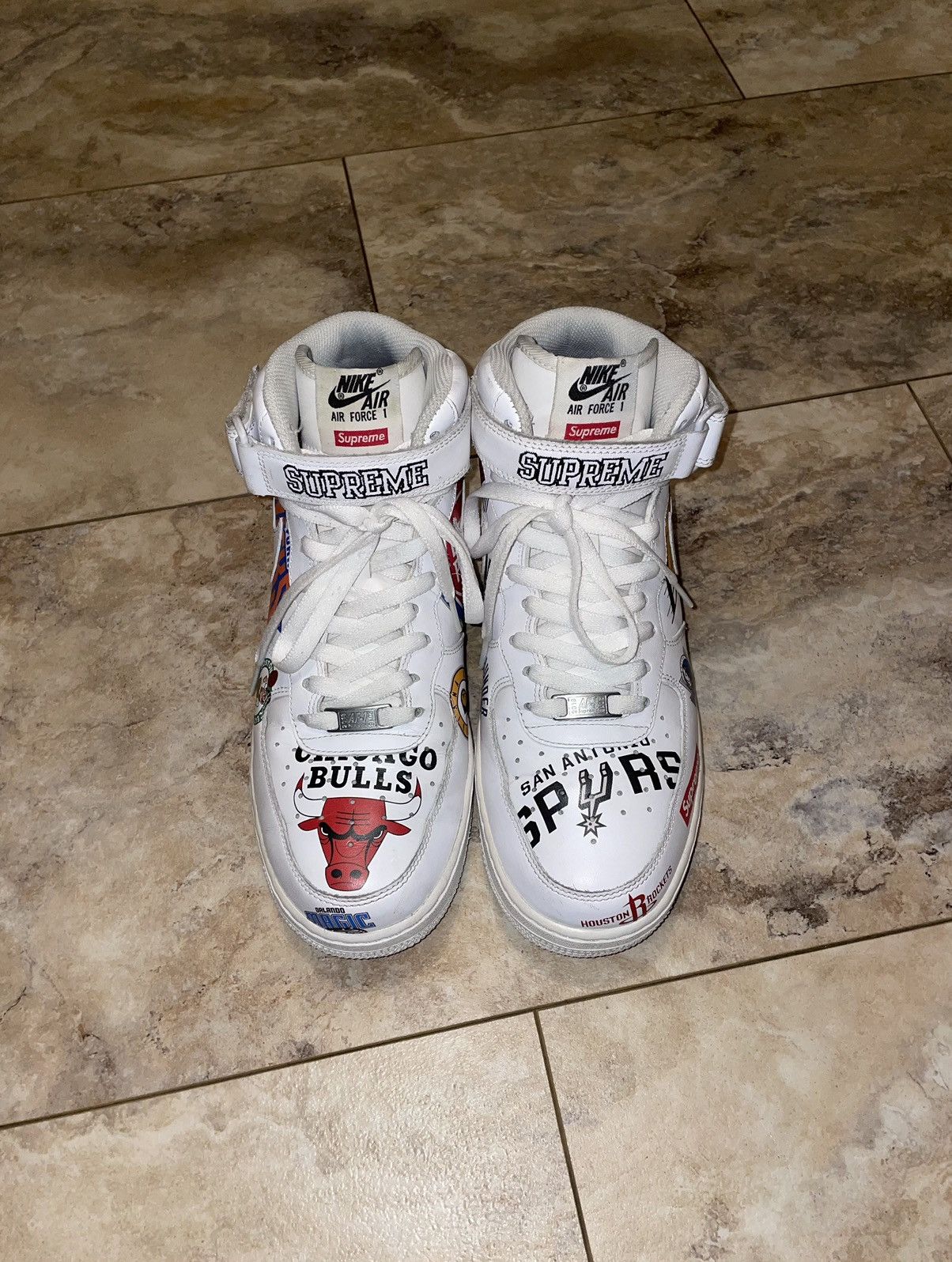 Supreme Nike Air Force 1 Mid Supreme NBA Size 9.5 | Grailed