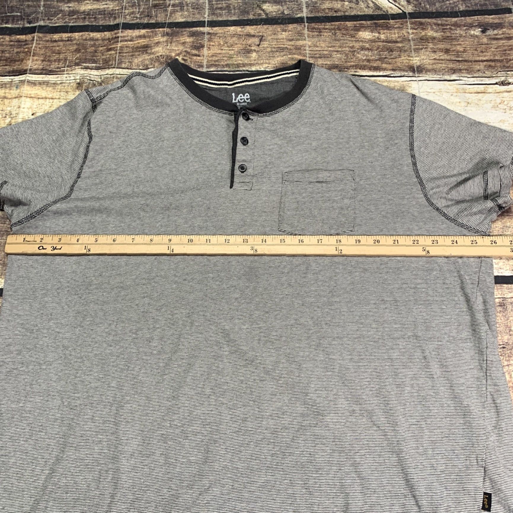 Lee Lee Mens Pullover 3 Button Shirt Gray White Stripe Short Sleeve XXL Regular Size 2XL Boys Mens Womens Size US XXL / EU 58 / 5 - 3 Thumbnail