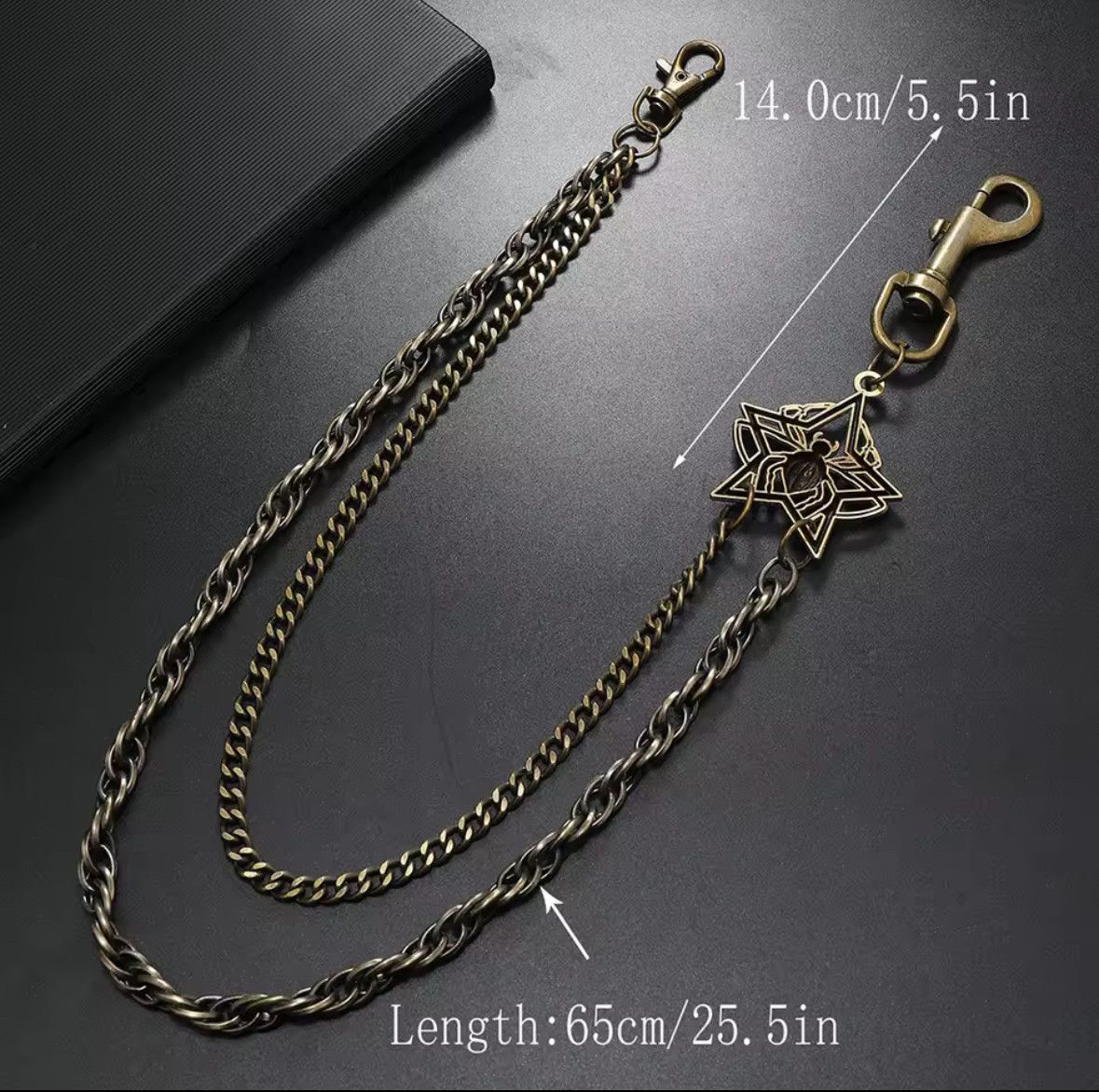 Other Punk Spider Star Metal Pants Double Chain Wallet Belt Chain Size ONE SIZE - 3 Thumbnail
