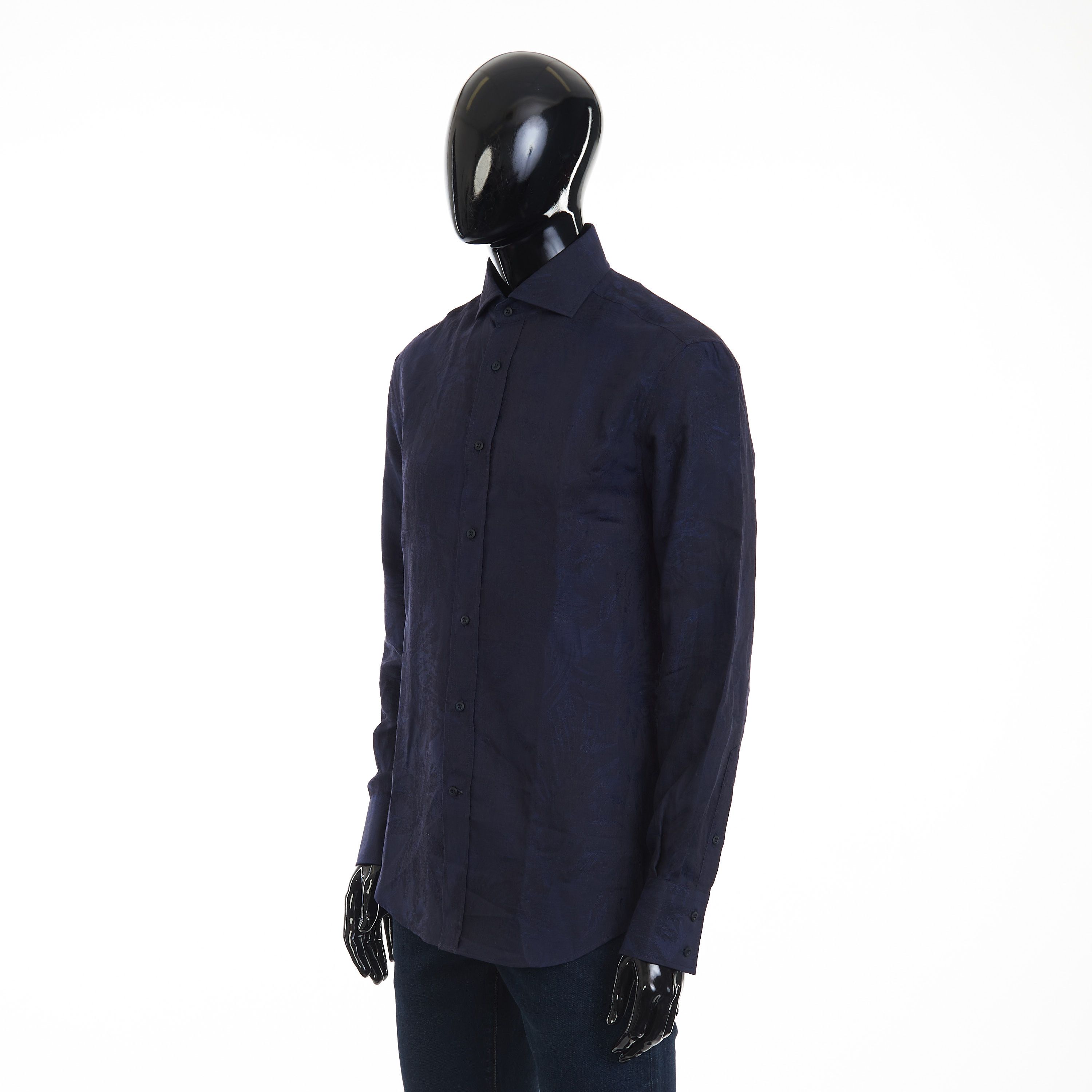 Brunello Cucinelli Palm Jacquard Slim Fit Shirt - Cotton & Linen, Spread Collar Size US XL / EU 56 / 4 - 2 Thumbnail