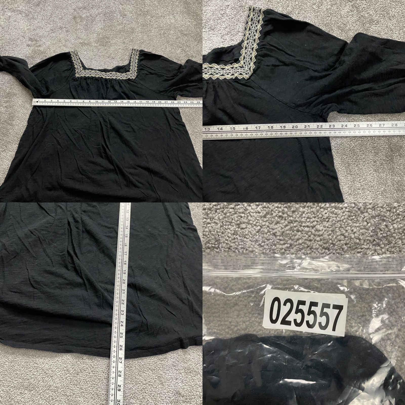 Old Navy Old Navy Blouse Women XL Black Long Sleeve Tunic Square Neck Embroidered Cotton Size XL / US 12-14 / IT 48-50 - 8 Thumbnail