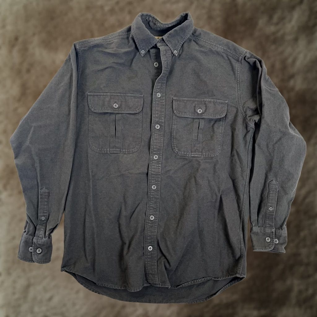 Vintage Cabela'S Shirt Mens MT Gray Solid Chamois Flannel Long Sleeve Button Front Tall Size US M / EU 48-50 / 2 - 1 Thumbnail