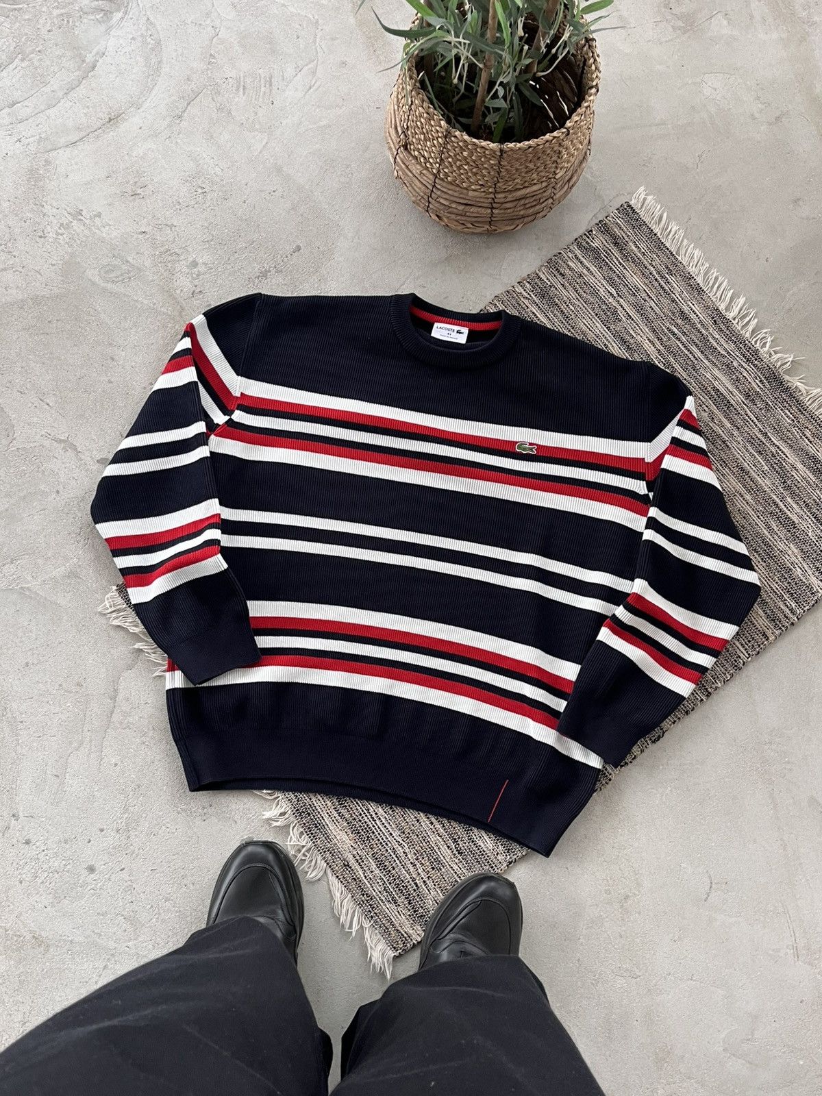 Lacoste Lacoste Made in France striped Minimalistic Sweater Y2K Size US XL / EU 56 / 4 - 1 Thumbnail
