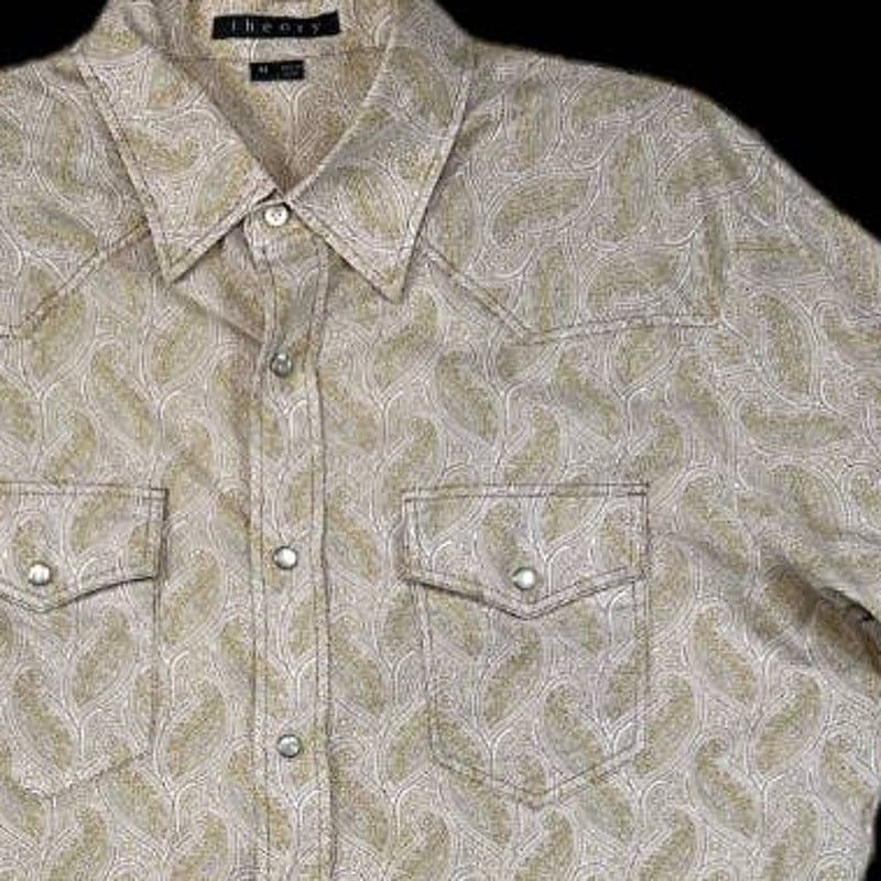 Theory Theory Brown Dress Shirt Paisley Print | Size M Size US M / EU 48-50 / 2 - 3 Thumbnail