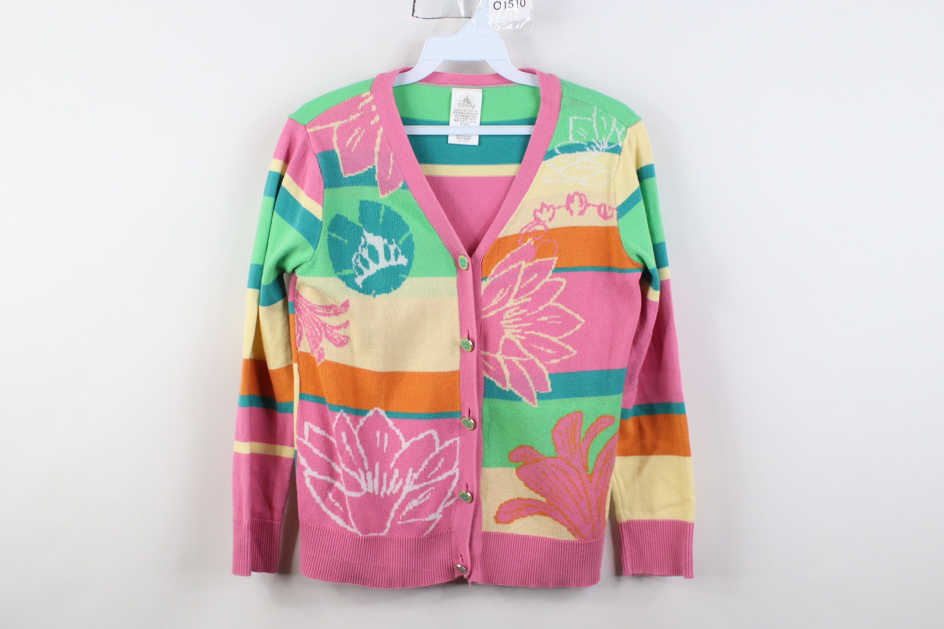 Disney Vintage Y2K Disney Tropical Tiara Knit Cardigan Sweater Size XL / US 12-14 / IT 48-50 - 1 Thumbnail