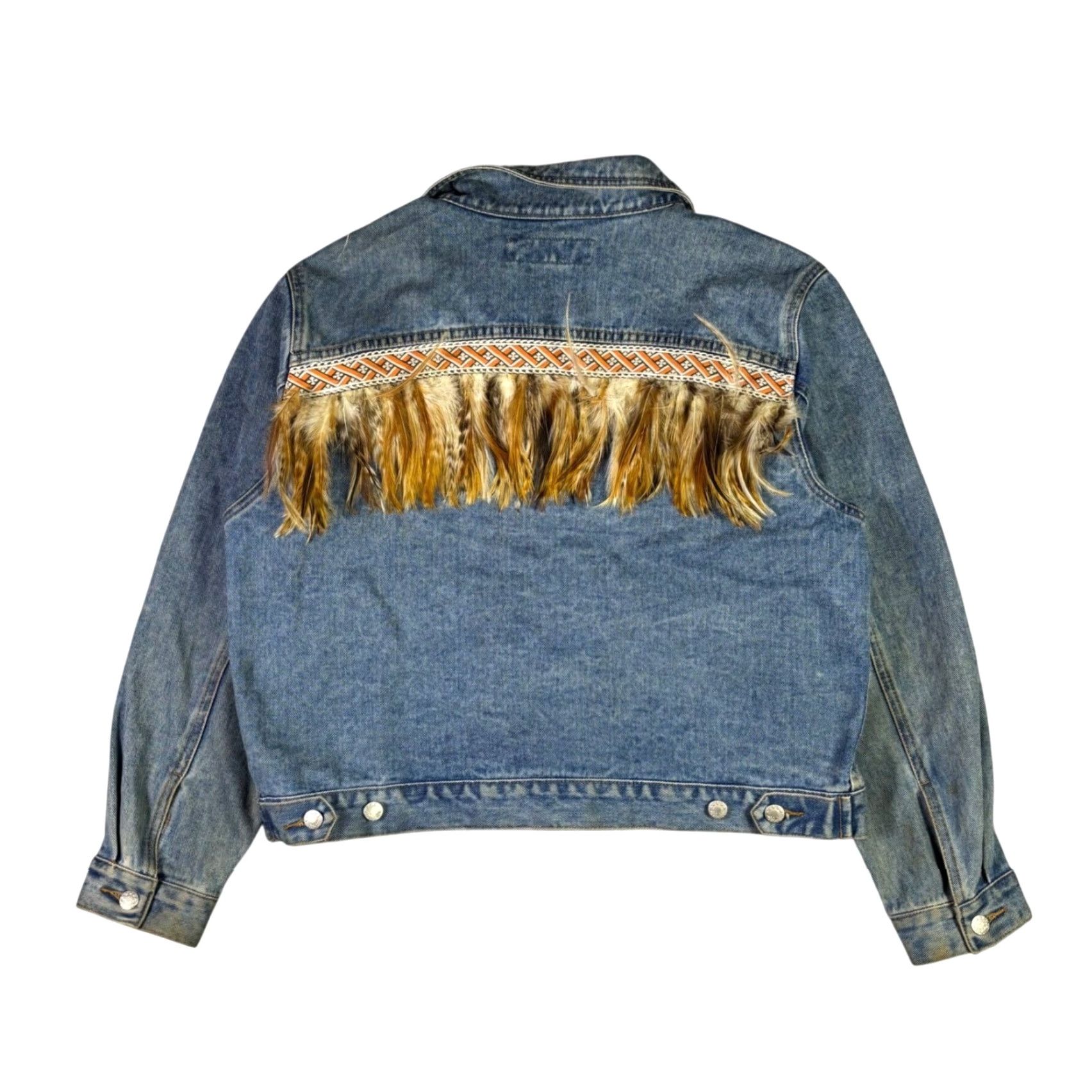 Vintage VINTAGE Ashley Stewart Denim Jacket Feather Fringe Western Boho Blue Womens 1X Jacket Girls? Size XL / US 12-14 / IT 48-50 - 2 Thumbnail