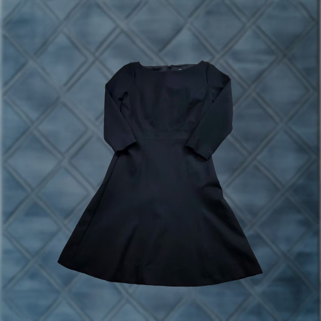 J.Crew J.CREW Dress Womens 4 Black Fit Flare Long Sleeve Knee Length Solid Classic Cocktail Workwear Formal Women Size S / US 4 / IT 40 - 1 Thumbnail