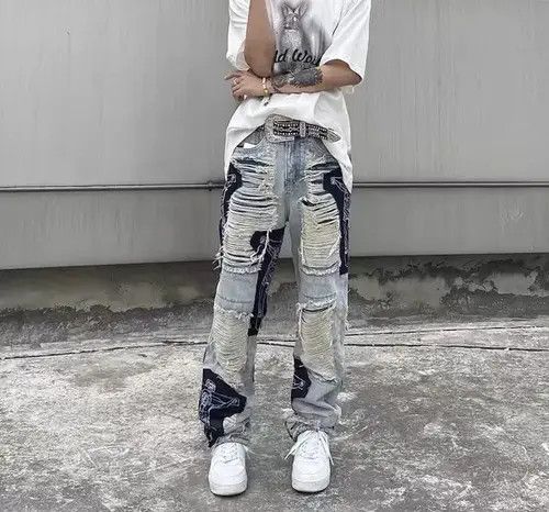 Japanese Brand Street hip hop grunge raw edge jeans Size US 32 / EU 48 - 6 Thumbnail