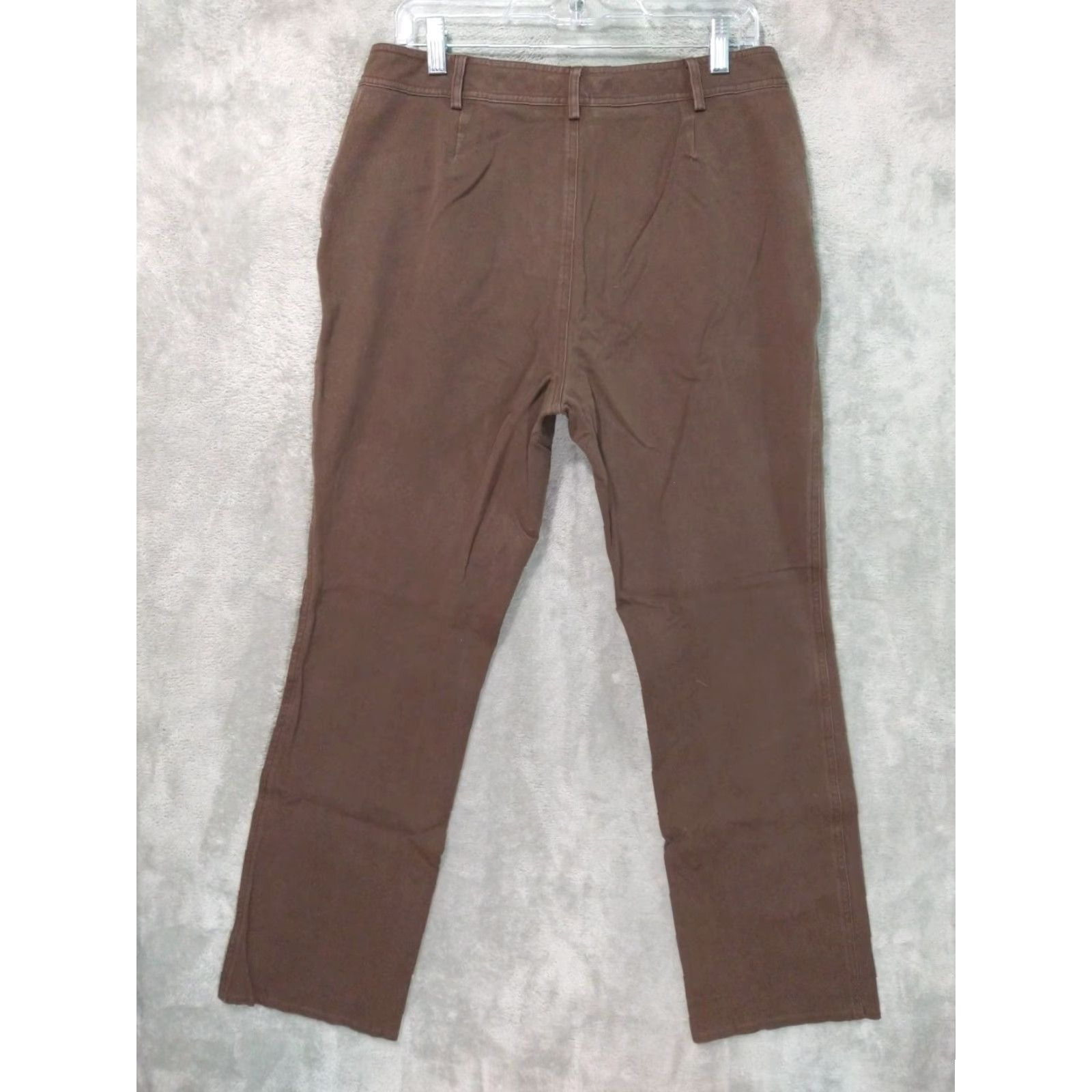Ralph Lauren Ralph Lauren Pants Womens 12 Chino Straight Leg Flat Front High Rise Twill Brown Cotton 90s City Preppy Size 34" / US 12 / IT 48 - 2 Thumbnail