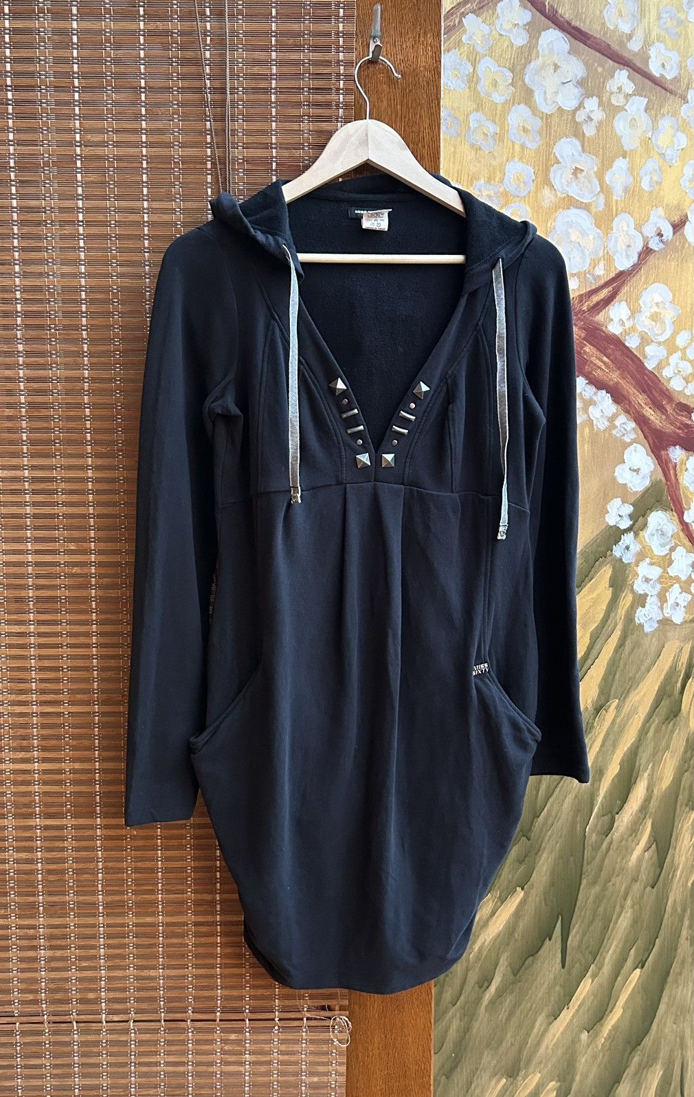 Miss Sixty Y2K Miss Sixty Black V-Neck Studded Long Sleeve Hoodie Dress Size M / US 6-8 / IT 42-44 - 1 Thumbnail