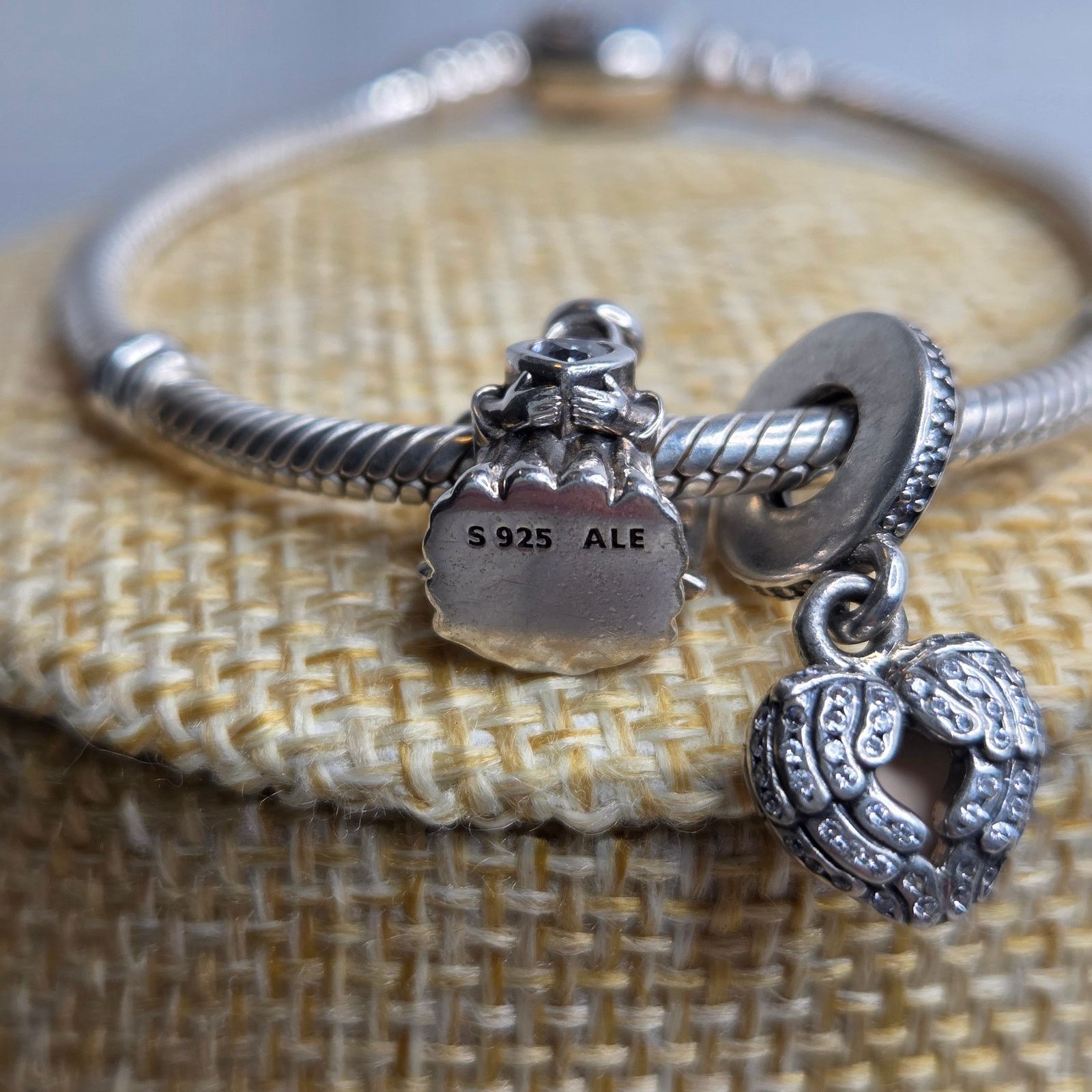 pandora Sterling Silver Pandora Bracelet W/ Angel & Heart Charm Size ONE SIZE - 6 Thumbnail