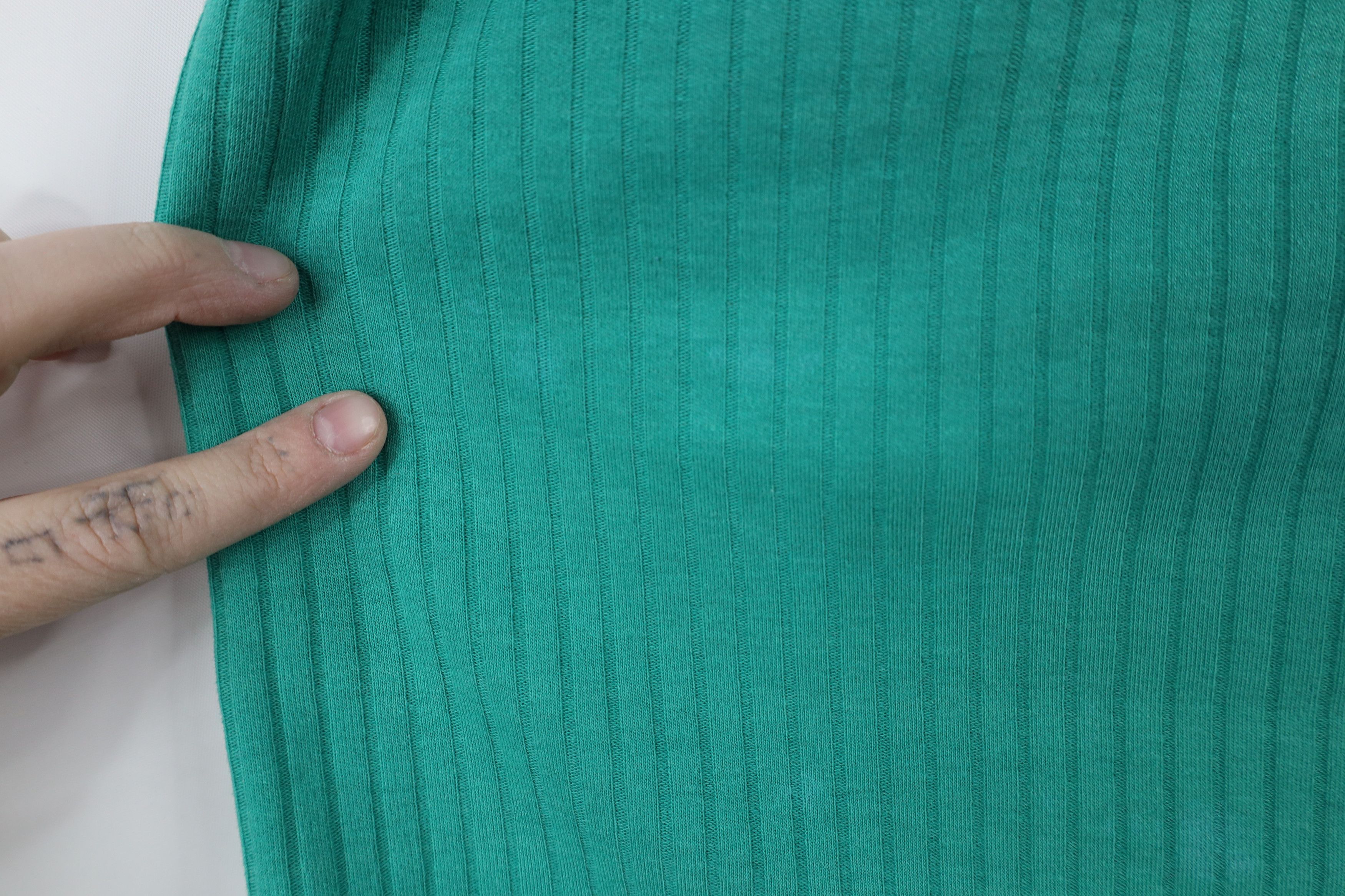 Fila × Vintage Vintage 90s Fila Spell Ribbed Knit Short Sleeve T-Shirt Teal Size US M / EU 48-50 / 2 - 5 Thumbnail