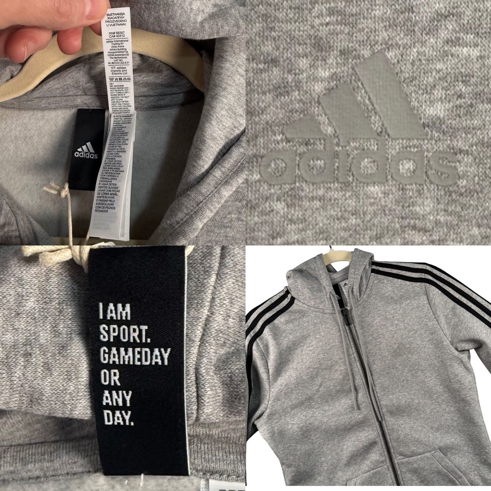 Adidas Adidas Men Small Core Fleece 3-Stripes Full Zip Hoodie Athleisure NWT Sportswear Grey Size US S / EU 44-46 / 1 - 8 Thumbnail