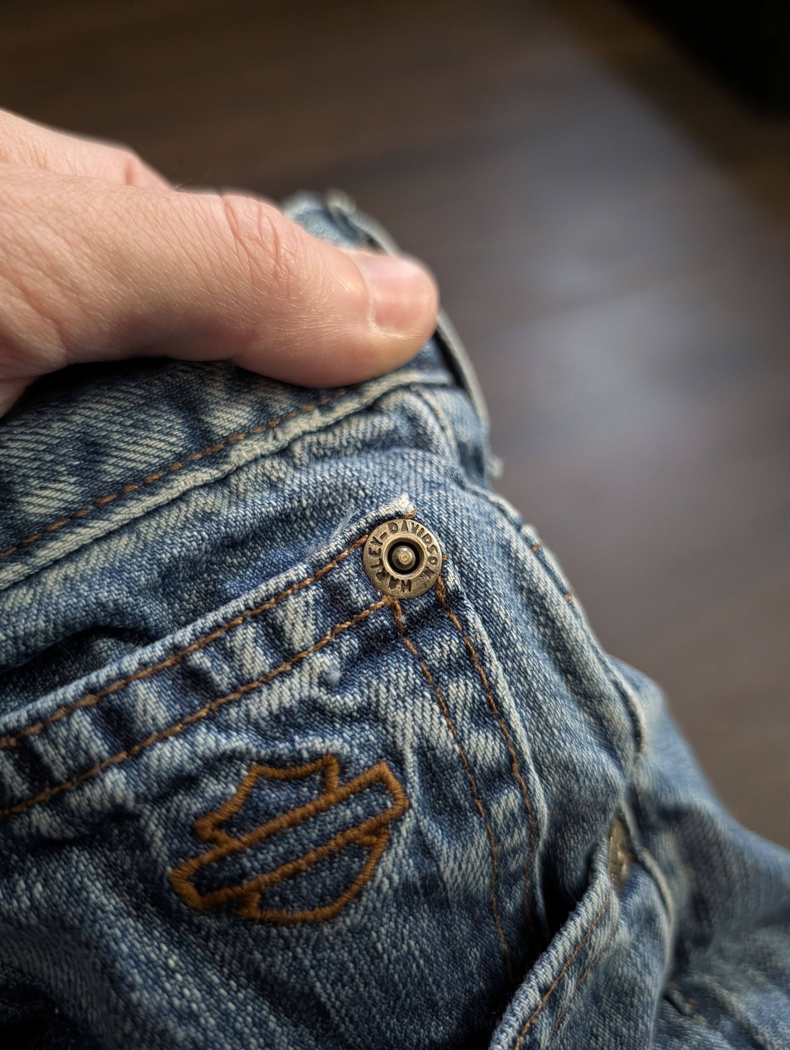 Harley Davidson Vintage blue denim branded tapered jeans 38 Size US 38 / EU 54 - 6 Thumbnail