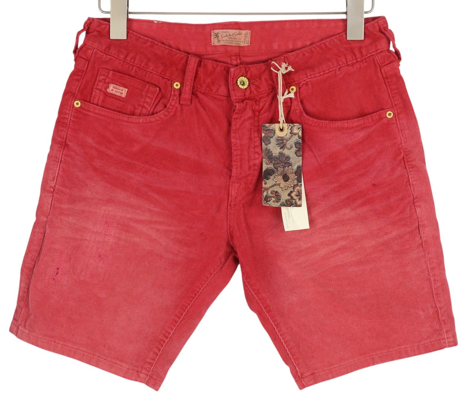 Scotch & Soda W29 Chino Corduroy Washed Red Button Fly Logo 84141 Size US 29 - 1 Thumbnail