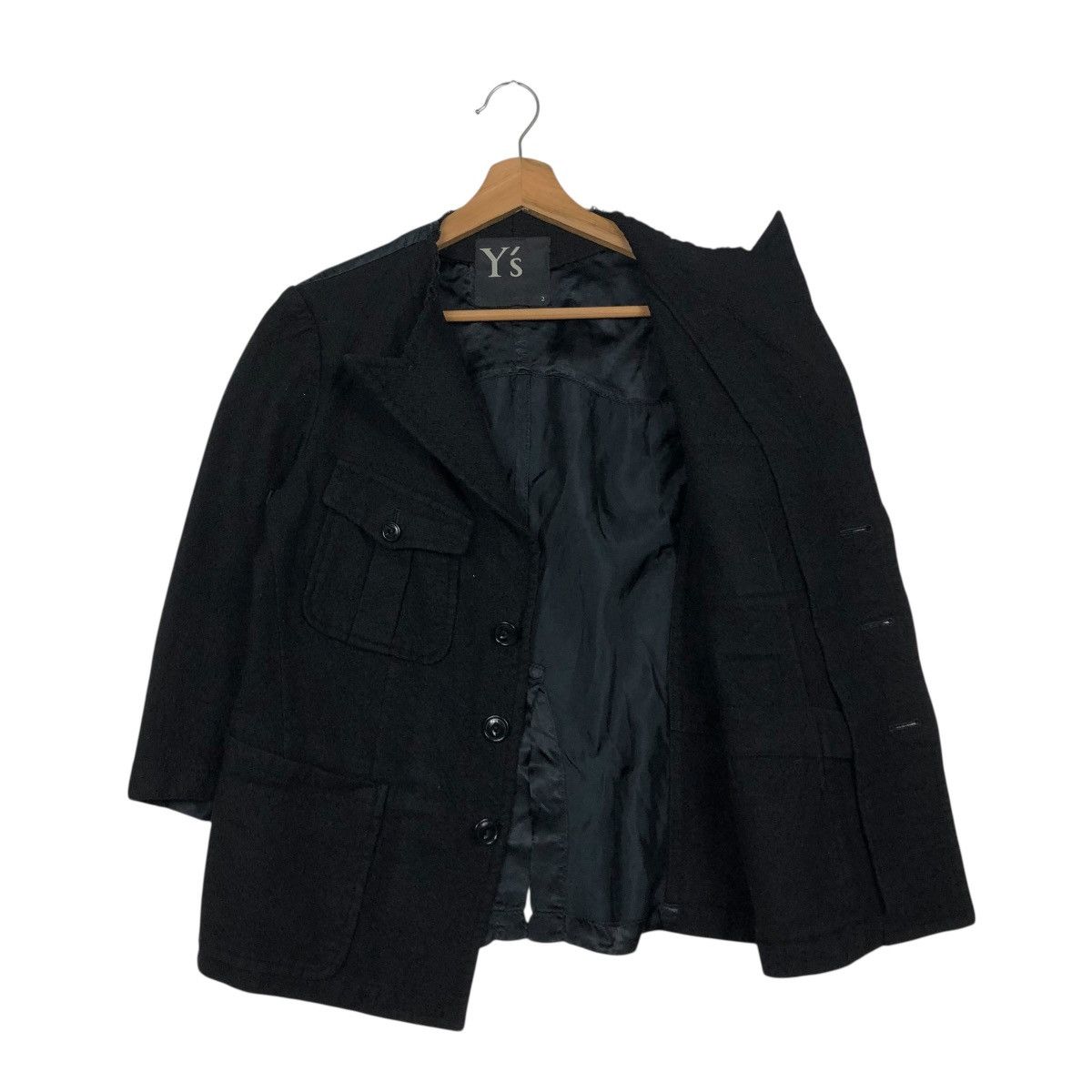 Yohji Yamamoto 🔥RICH BLACK CROPPED WOOL JACKET WORKER Y’S YOHJI YAMAMOTO Size M / US 6-8 / IT 42-44 - 11 Thumbnail