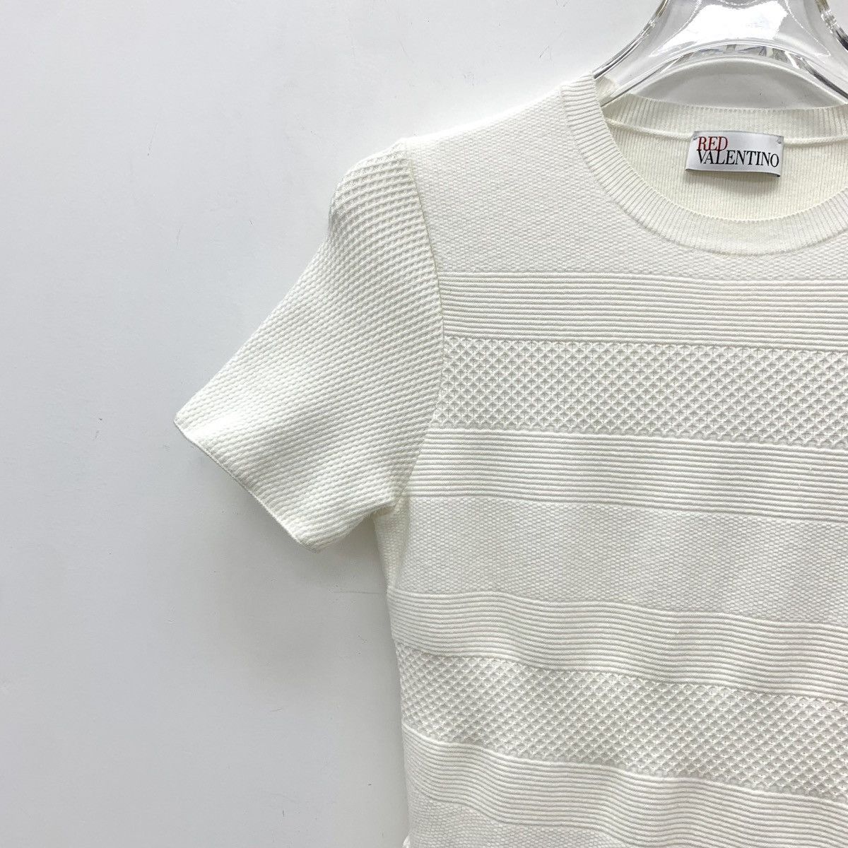 Valentino Valentino White Crew Neck Short Sleeve Knit Dress K26WX Size S / US 4 / IT 40 - 3 Thumbnail
