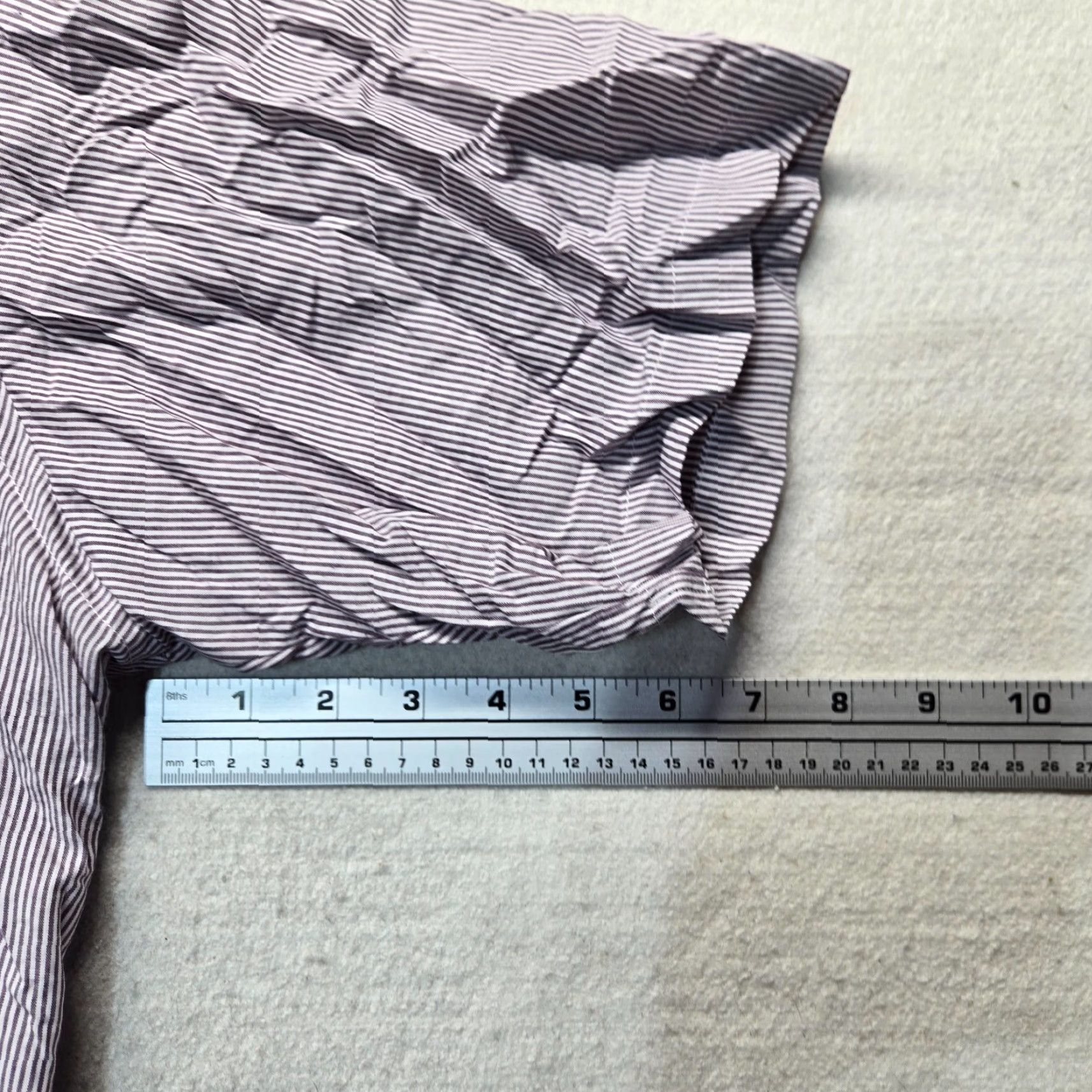 Vintage Ketch Shirt Gray Striped Button-Up Short Sleeve Adult Men's Size 17 Cotton Polyester Knit Size 46R - 5 Thumbnail