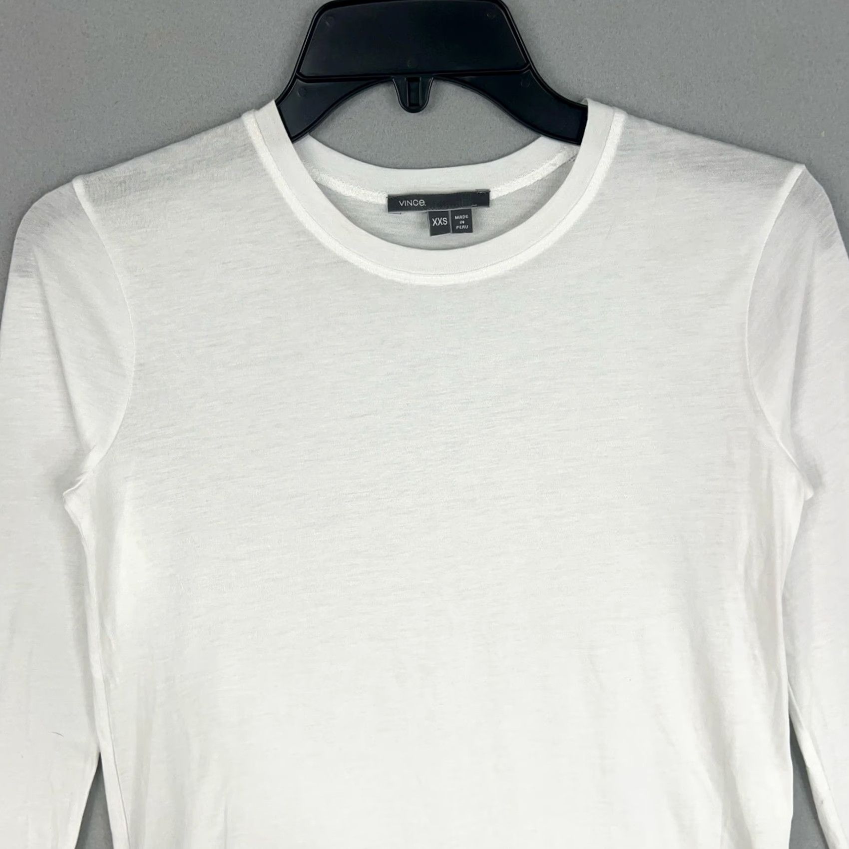 Vince Vince Shirt Womens XXS White Colorblock Crew Neck Basic Knit Lightweight 50% Pima Cotton 50% Modal Womens Size XXS / US 00 / IT 34 - 2 Thumbnail