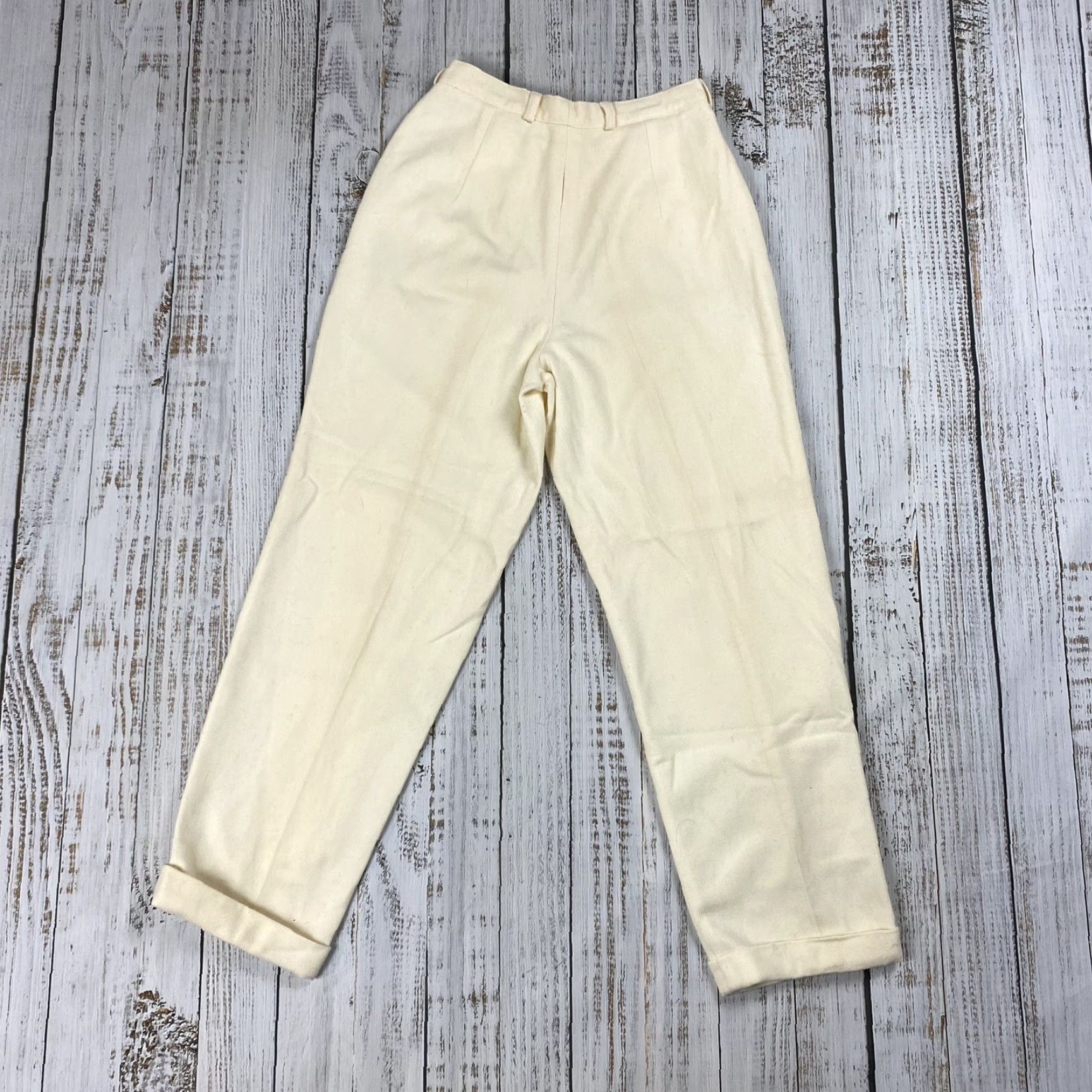 Vintage VINTAGE Crazy Horse High Waisted Mom Jeans Pants Size 5/6 Ivory Wool 80s Womens Size 27" / US 4 / IT 40 - 7 Thumbnail