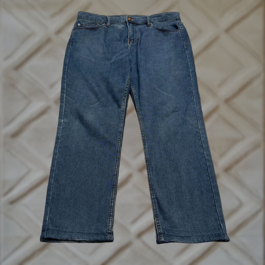 Denime Mugsy Woodys Denim Jeans Men 36x32 Dark Wash Straight Flex Stretch Lined Size US 36 / EU 52 - 1 Thumbnail