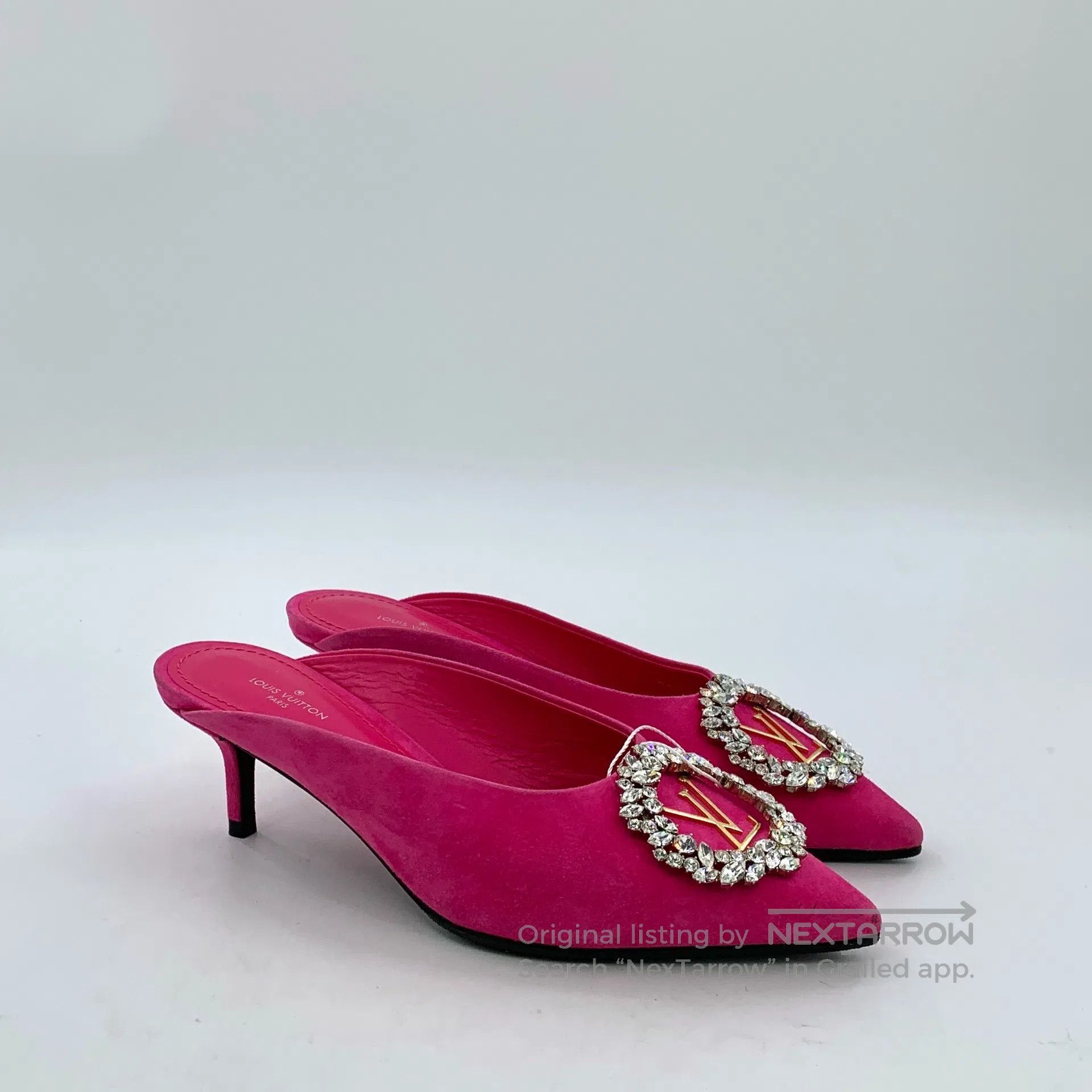 Louis Vuitton Louis Vuitton Pink pointed toe studded logo design stilett Size US 4.5 / IT 34.5 - 2 Thumbnail