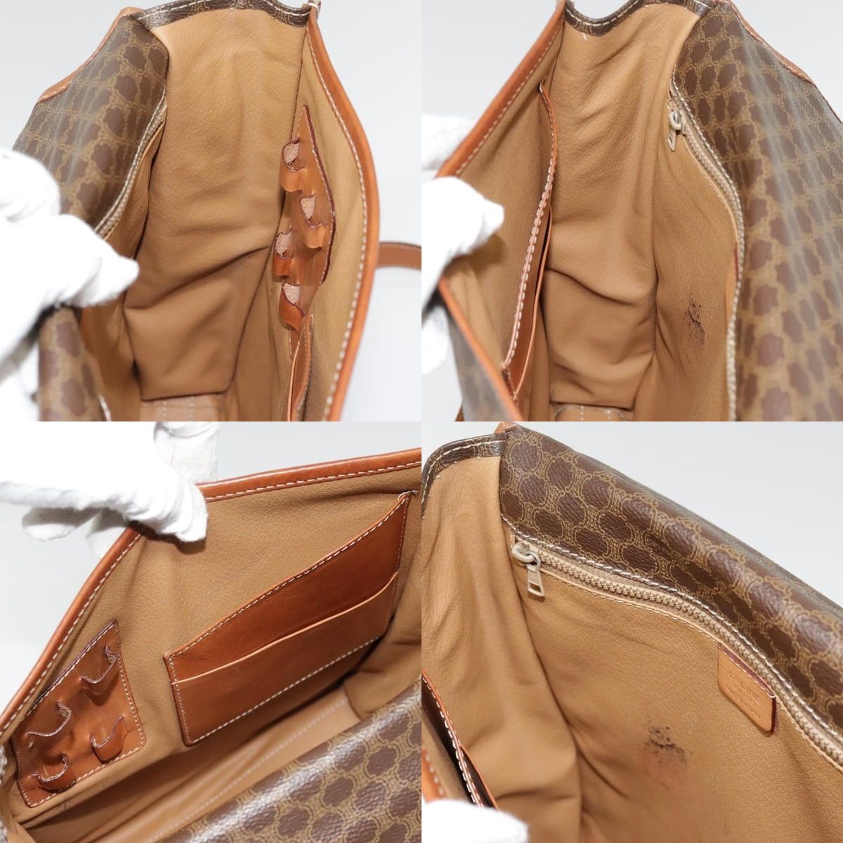 Celine CELINE Macadam Canvas Shoulder Bag Pvc Leather Brown Gold Size ONE SIZE - 13 Thumbnail